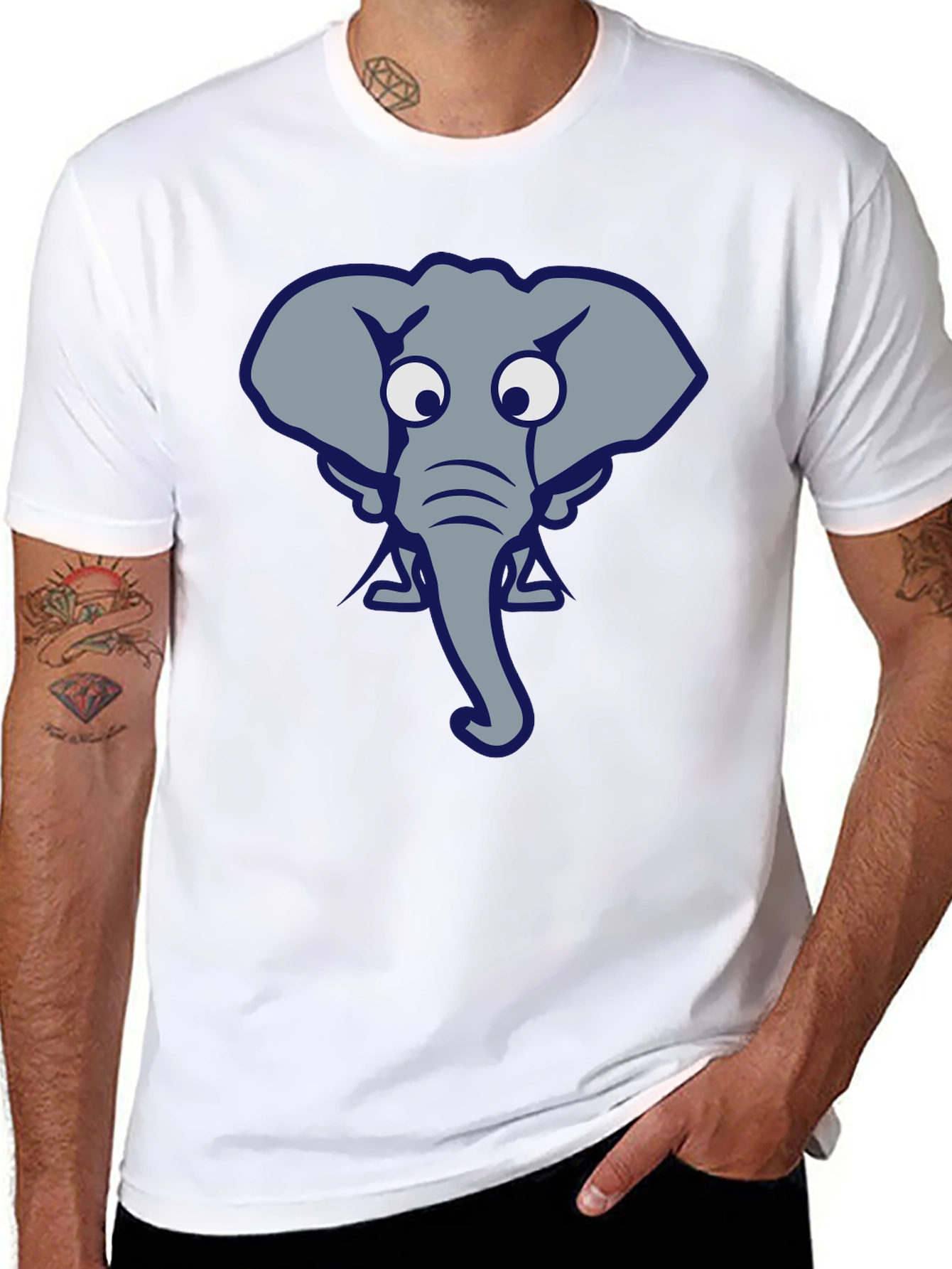 Funny Elephant Graphic Tee - Black Cotton T-Shirt