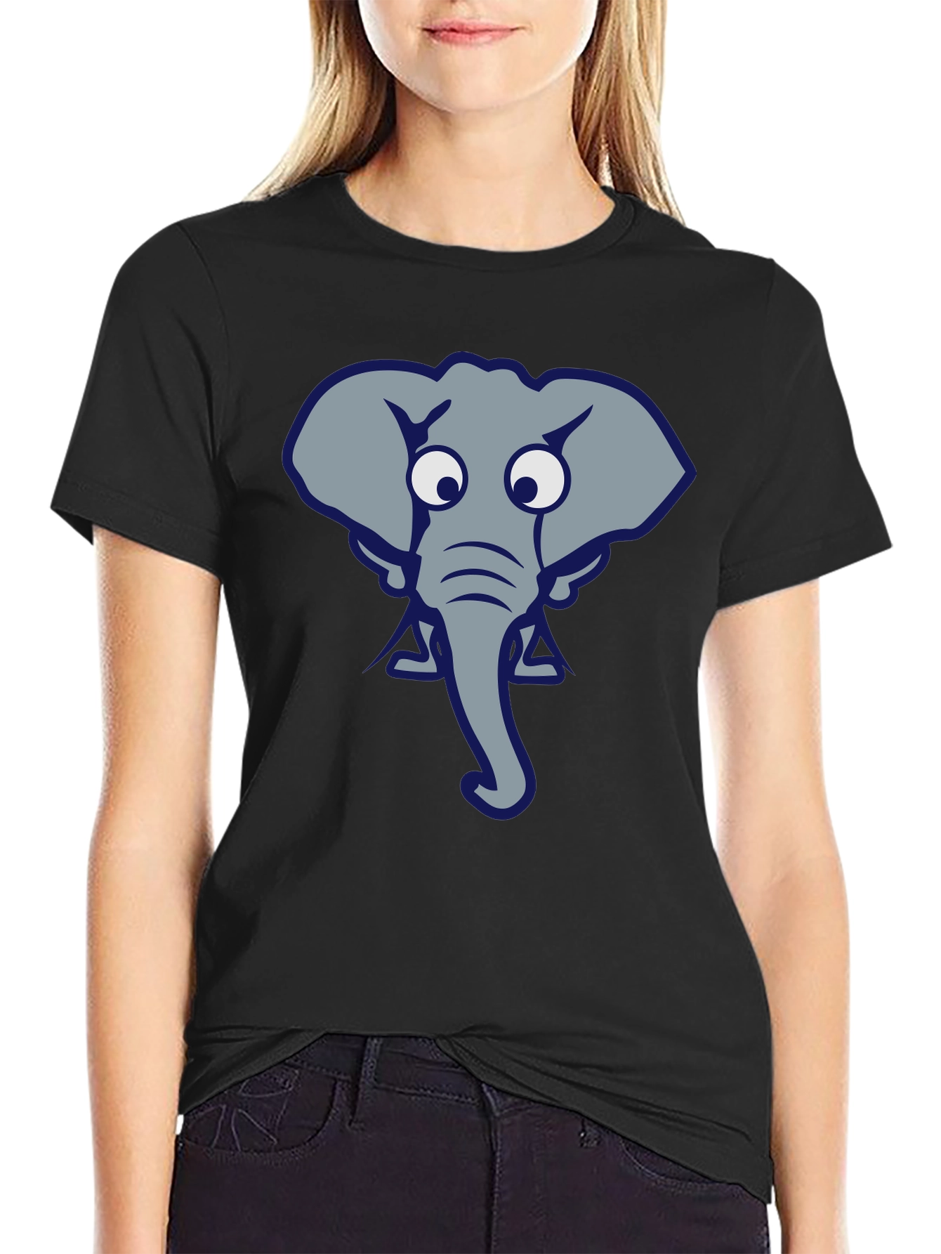Funny Elephant Graphic Tee - Black Cotton T-Shirt