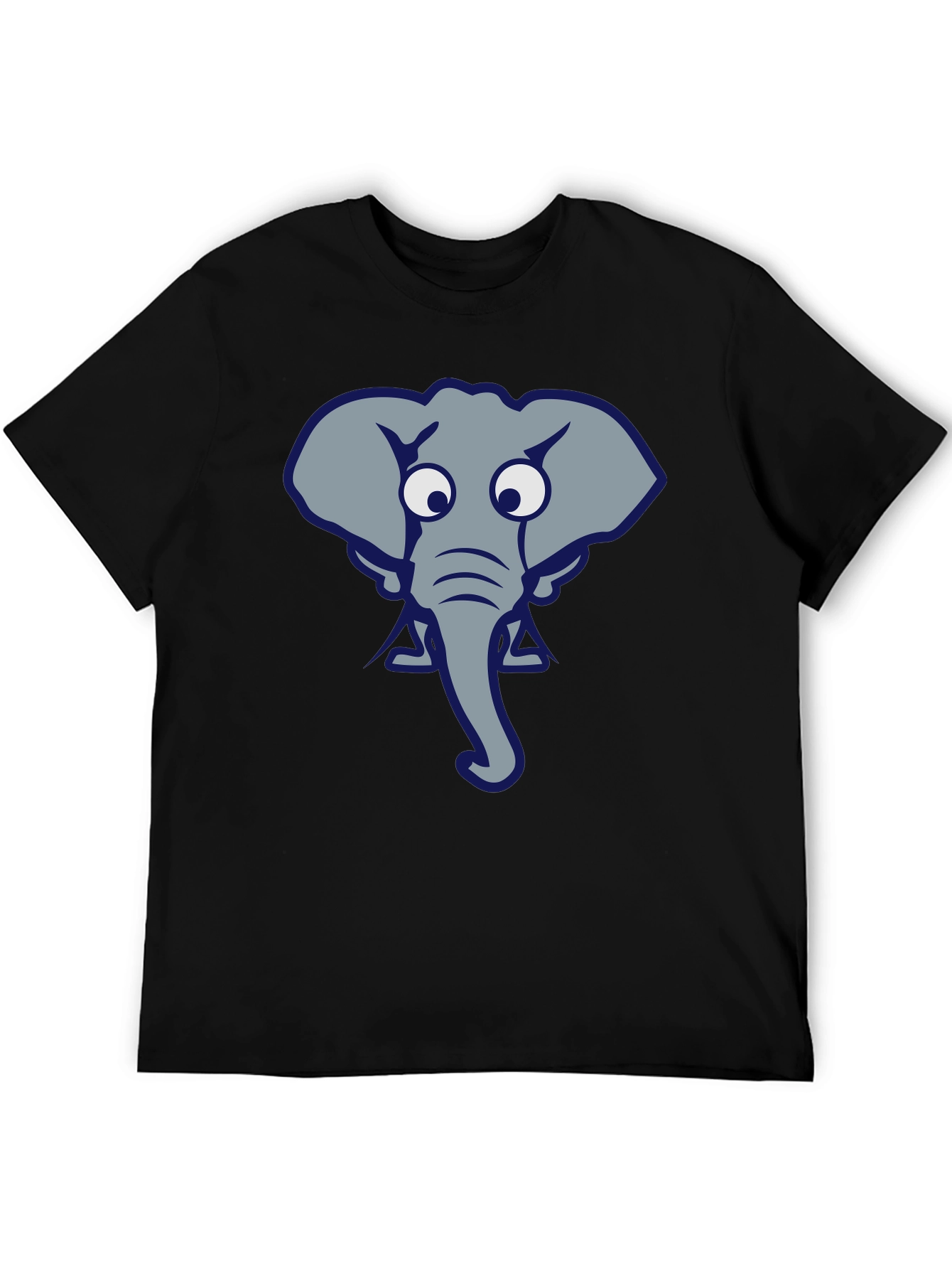 Funny Elephant Graphic Tee - Black Cotton T-Shirt