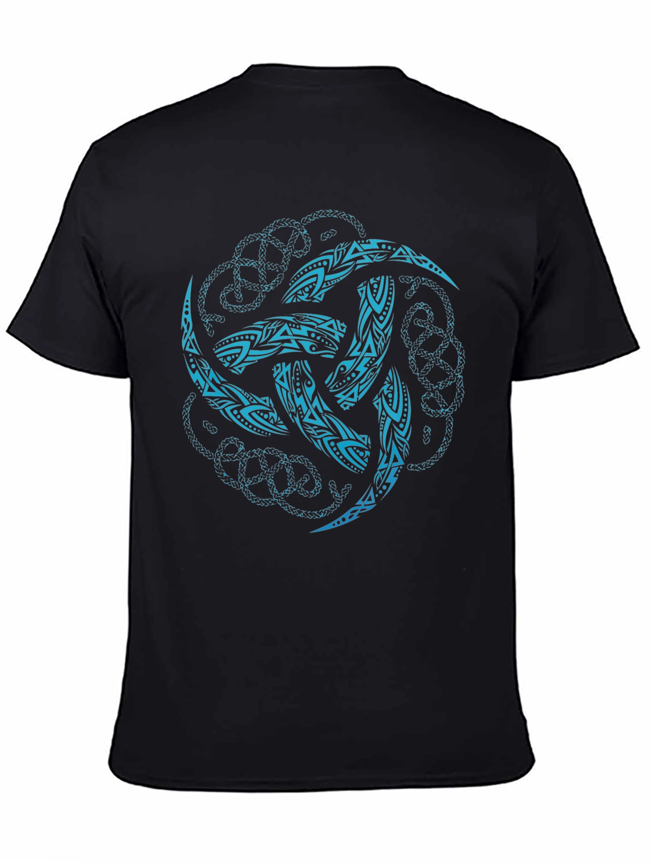 Tribal Knot Graphic Print Black T-Shirt