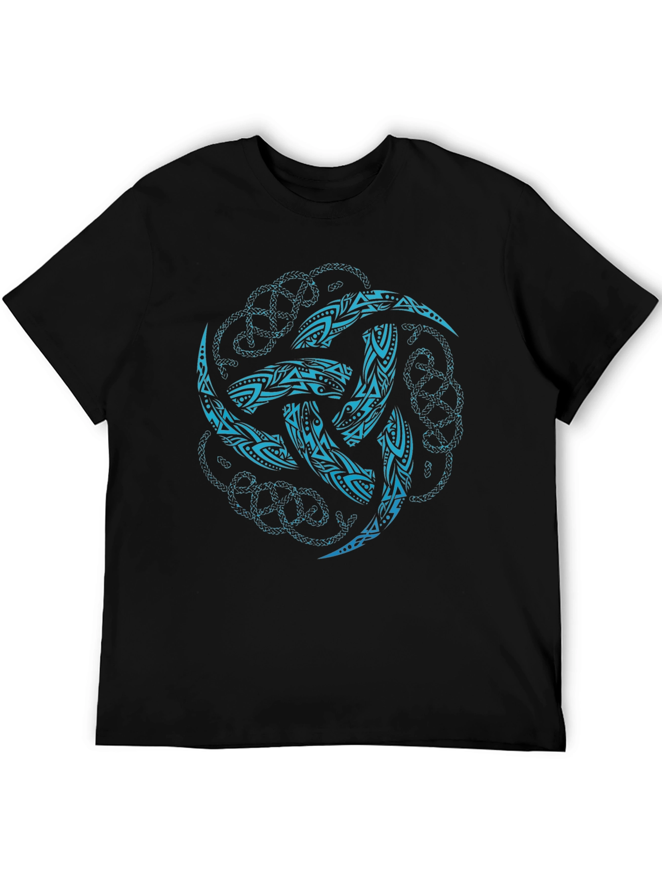 Tribal Knot Graphic Print Black T-Shirt