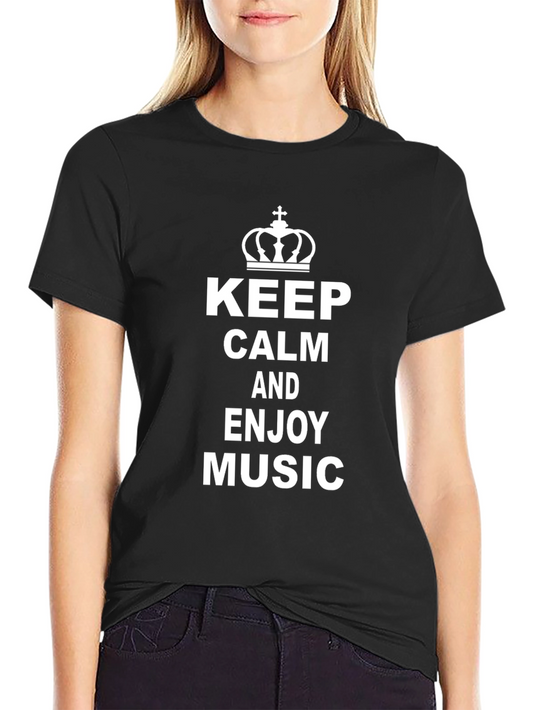 Keep Calm & Enjoy Music Black T-Shirt