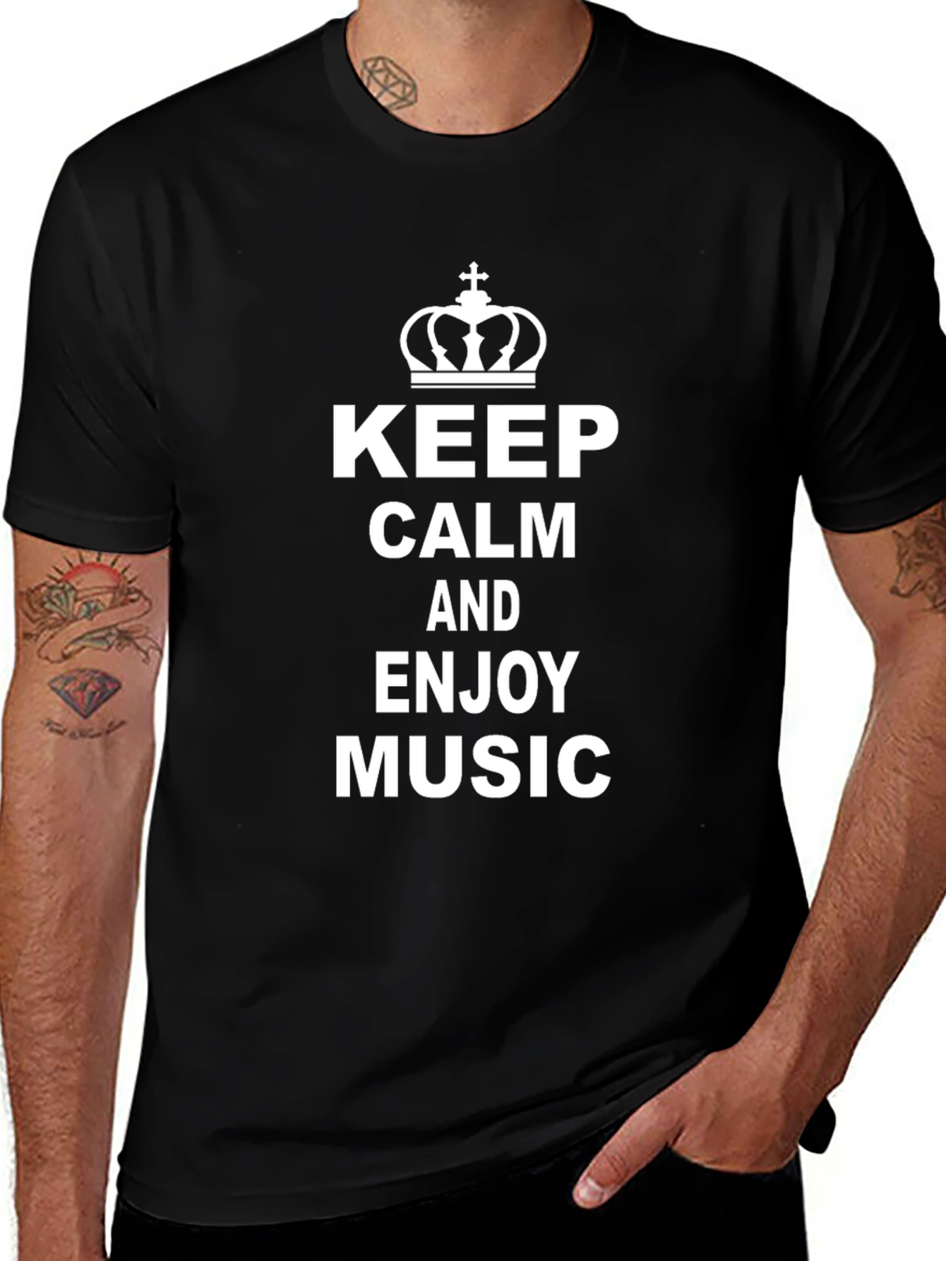 Keep Calm & Enjoy Music Black T-Shirt