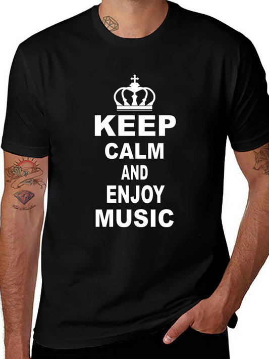 Keep Calm & Enjoy Music Black T-Shirt