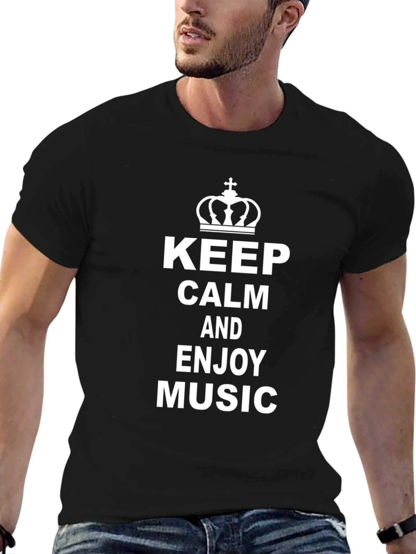 Keep Calm & Enjoy Music Black T-Shirt