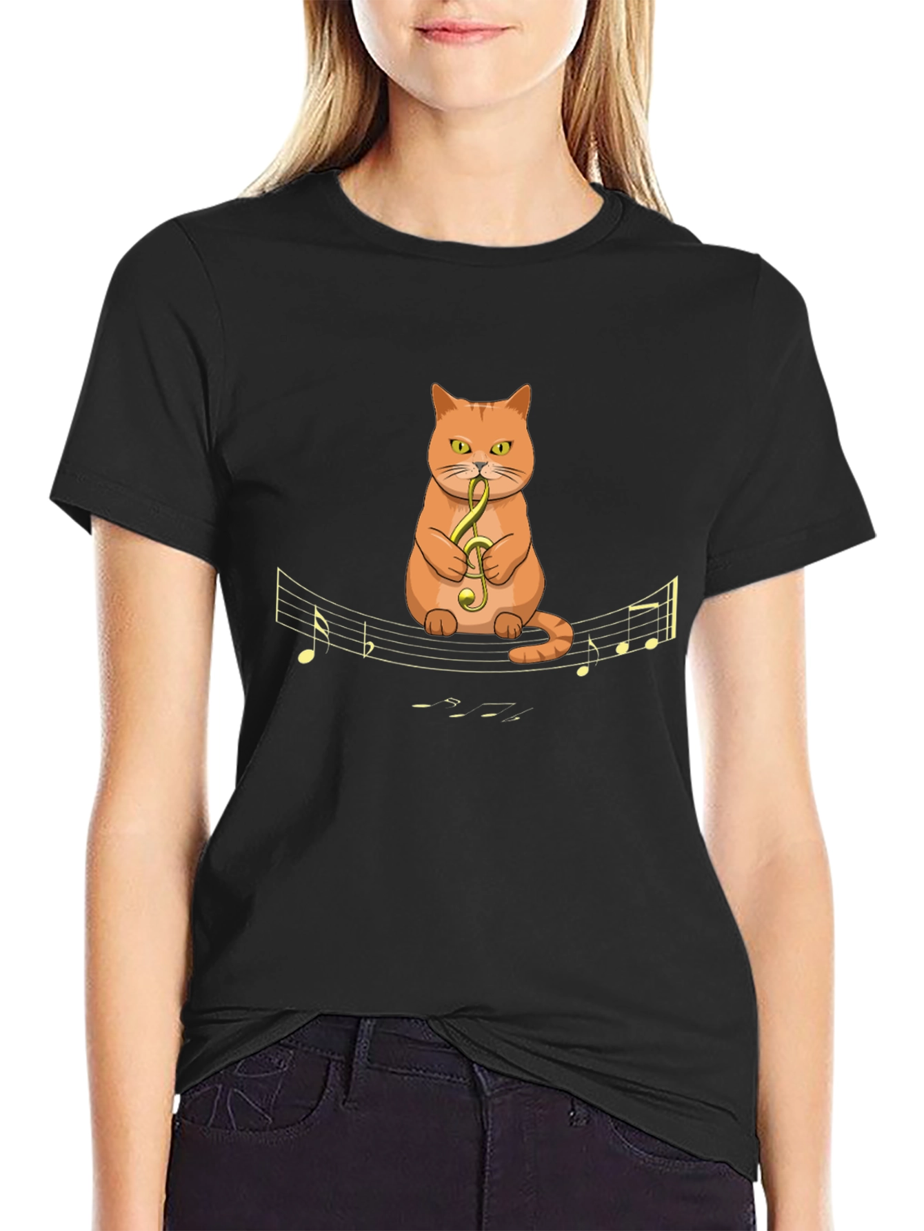 Musical Cat T-Shirt - Quirky Graphic Tee
