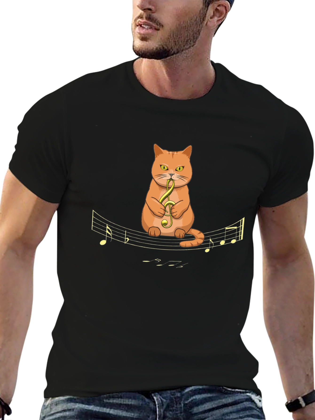 Musical Cat T-Shirt - Quirky Graphic Tee