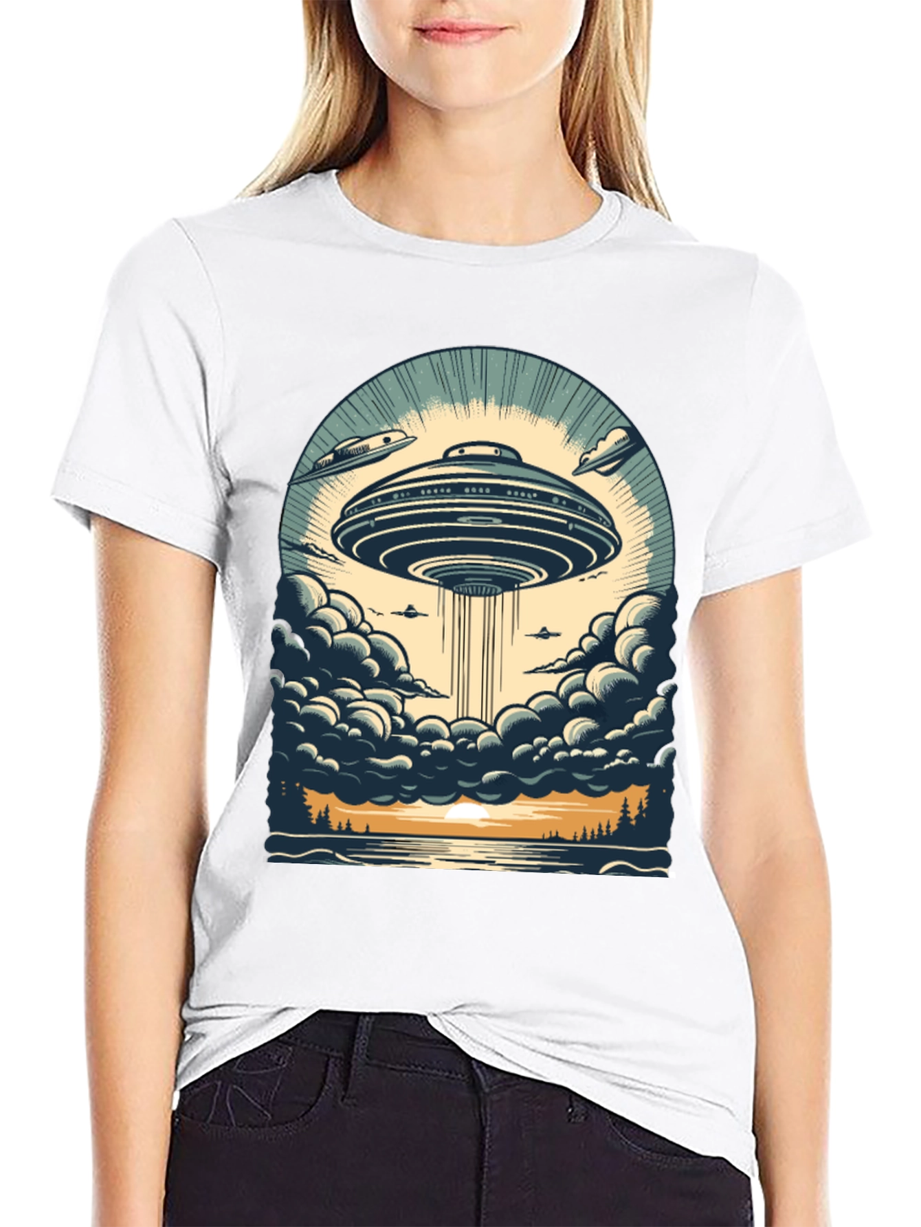 UFO Abduction Graphic T-Shirt