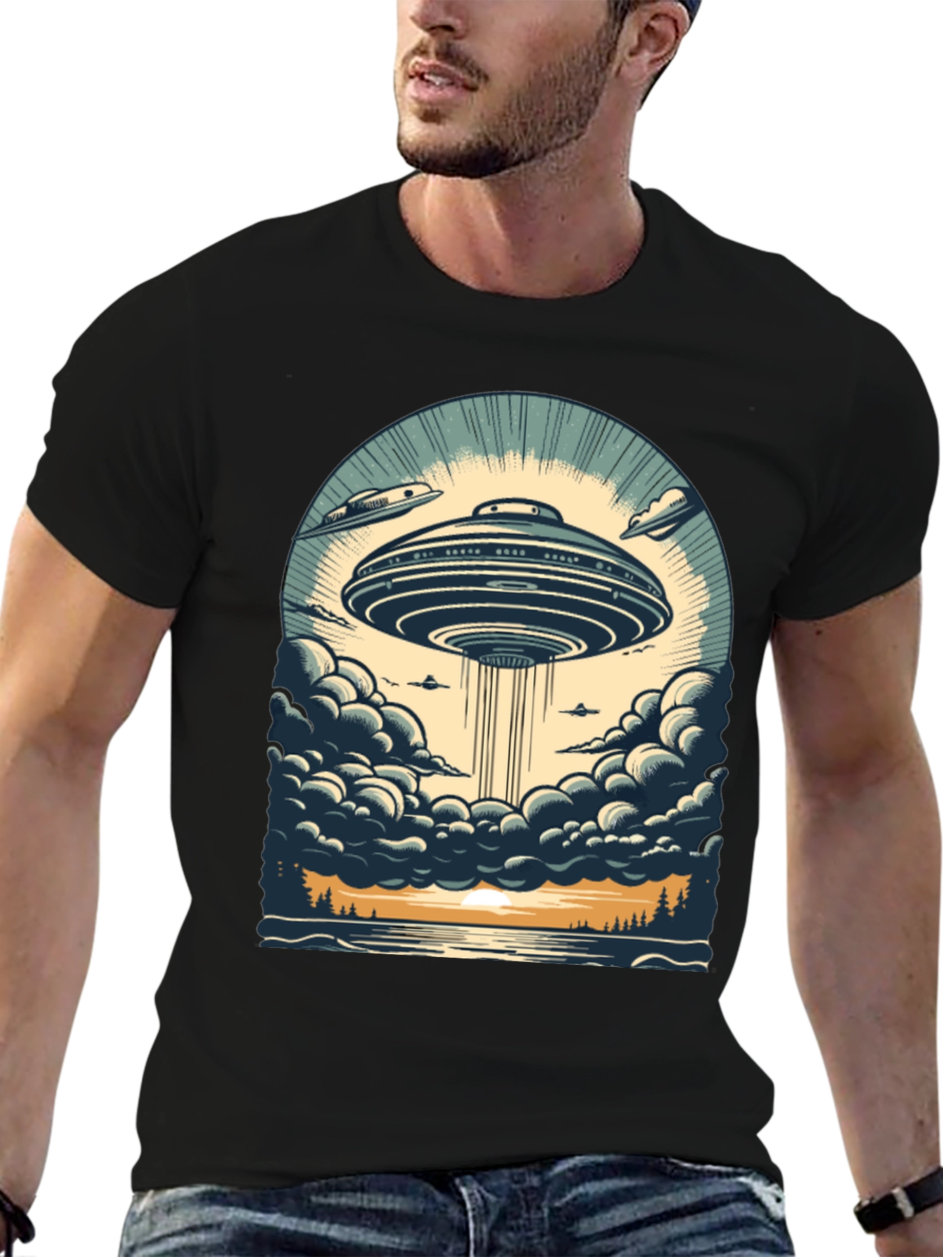 UFO Abduction Graphic T-Shirt
