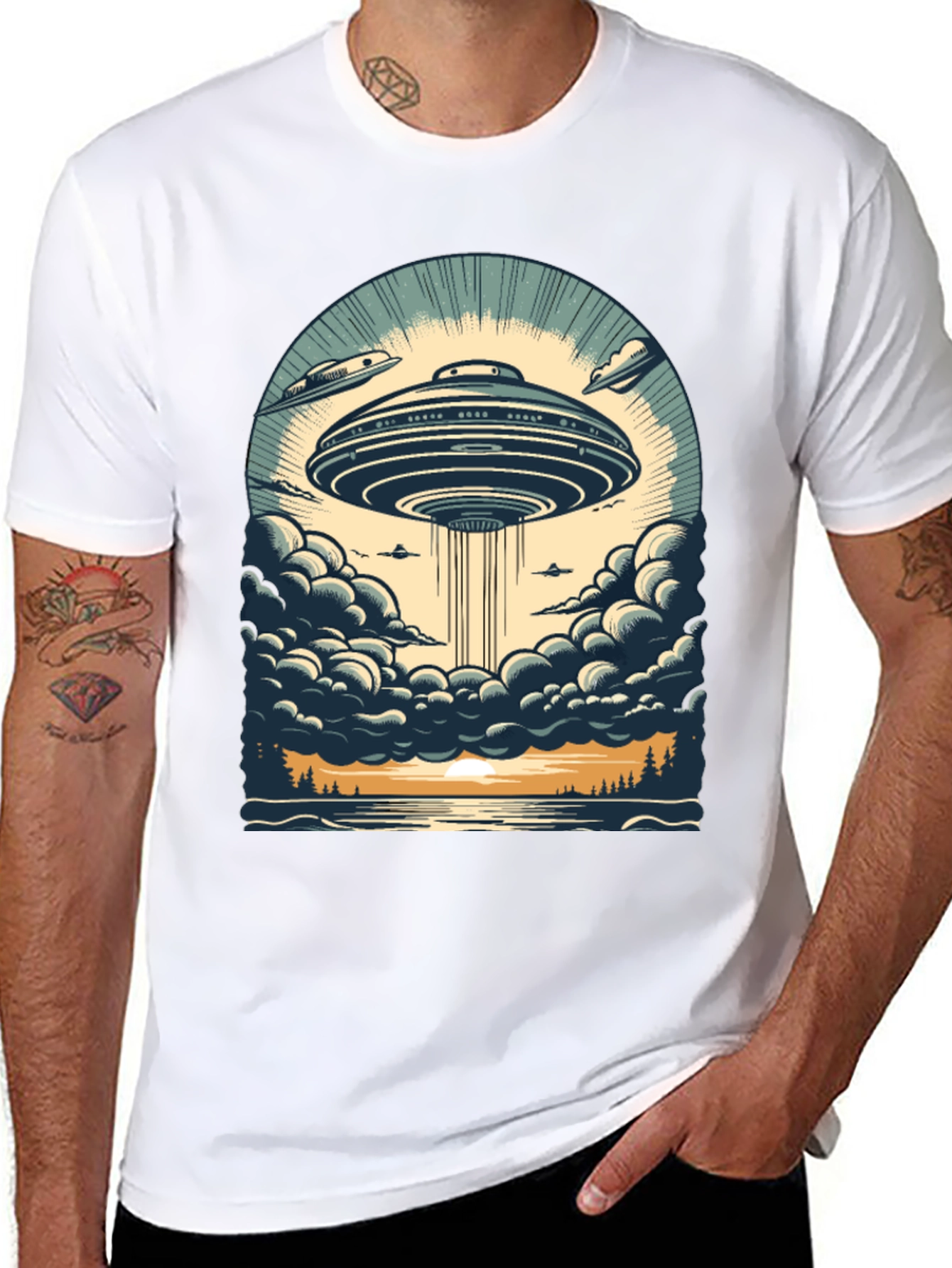UFO Abduction Graphic T-Shirt