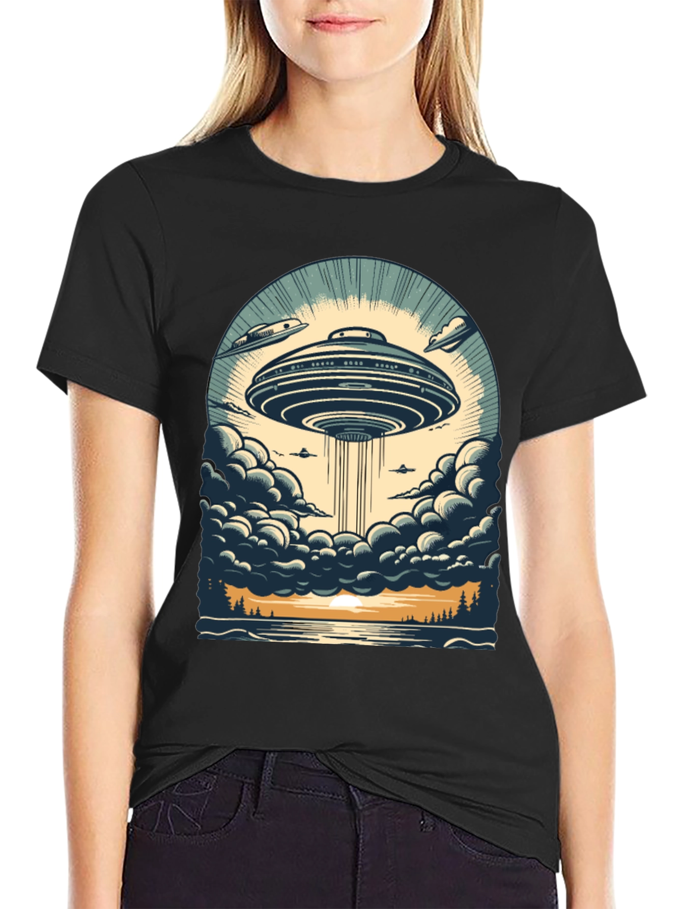 UFO Abduction Graphic T-Shirt