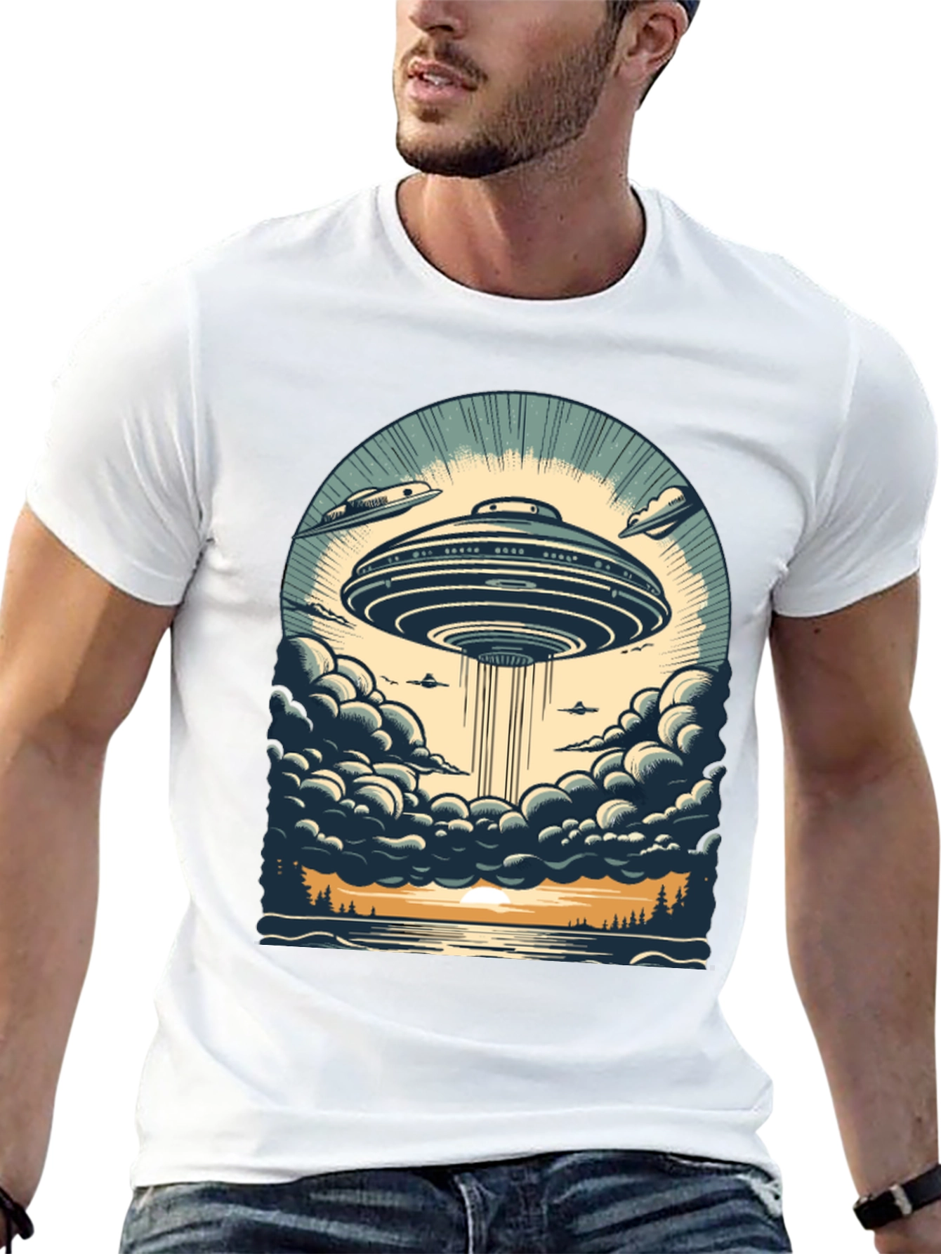UFO Abduction Graphic T-Shirt