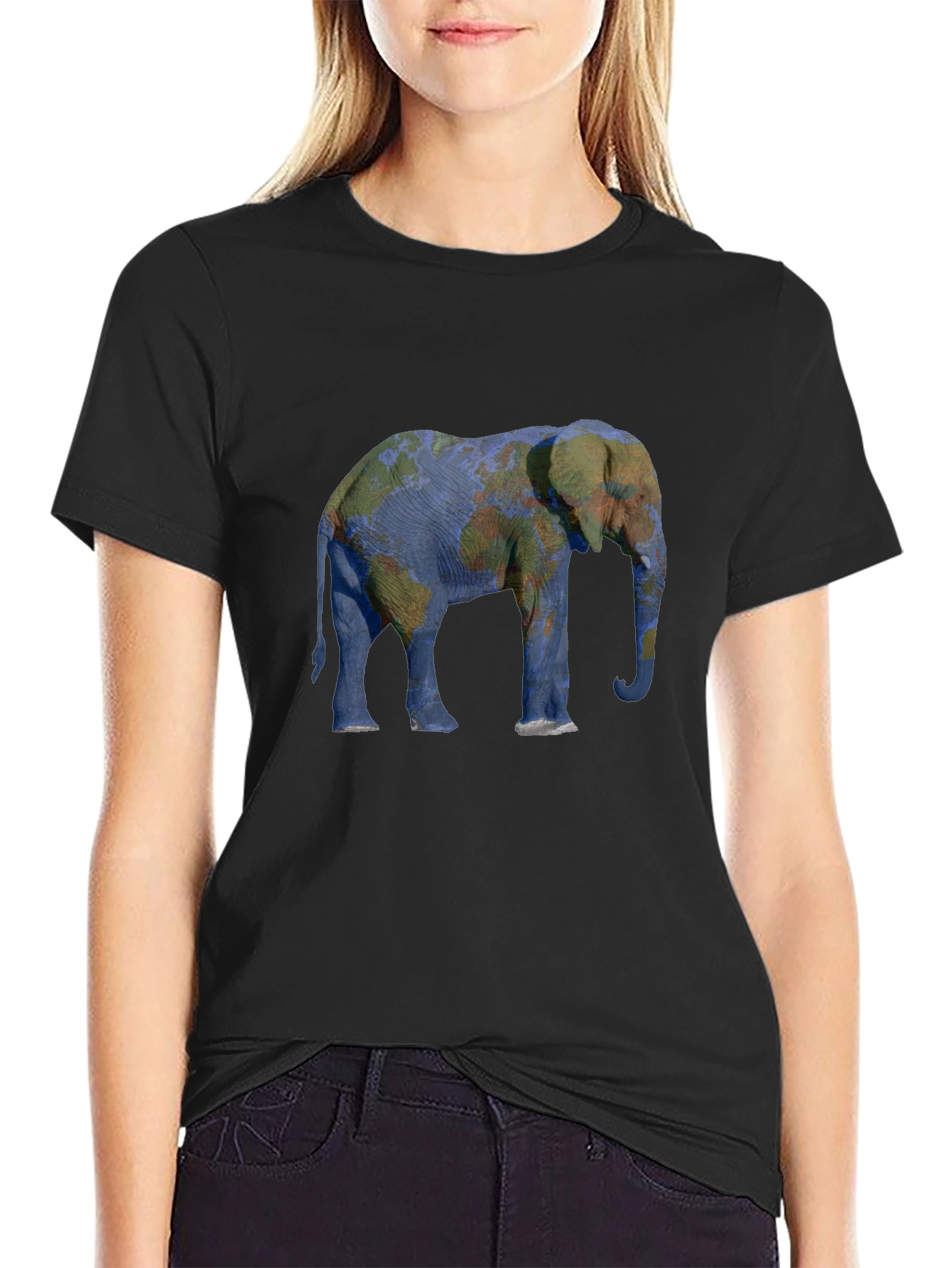 Elephant World Map Graphic Tee