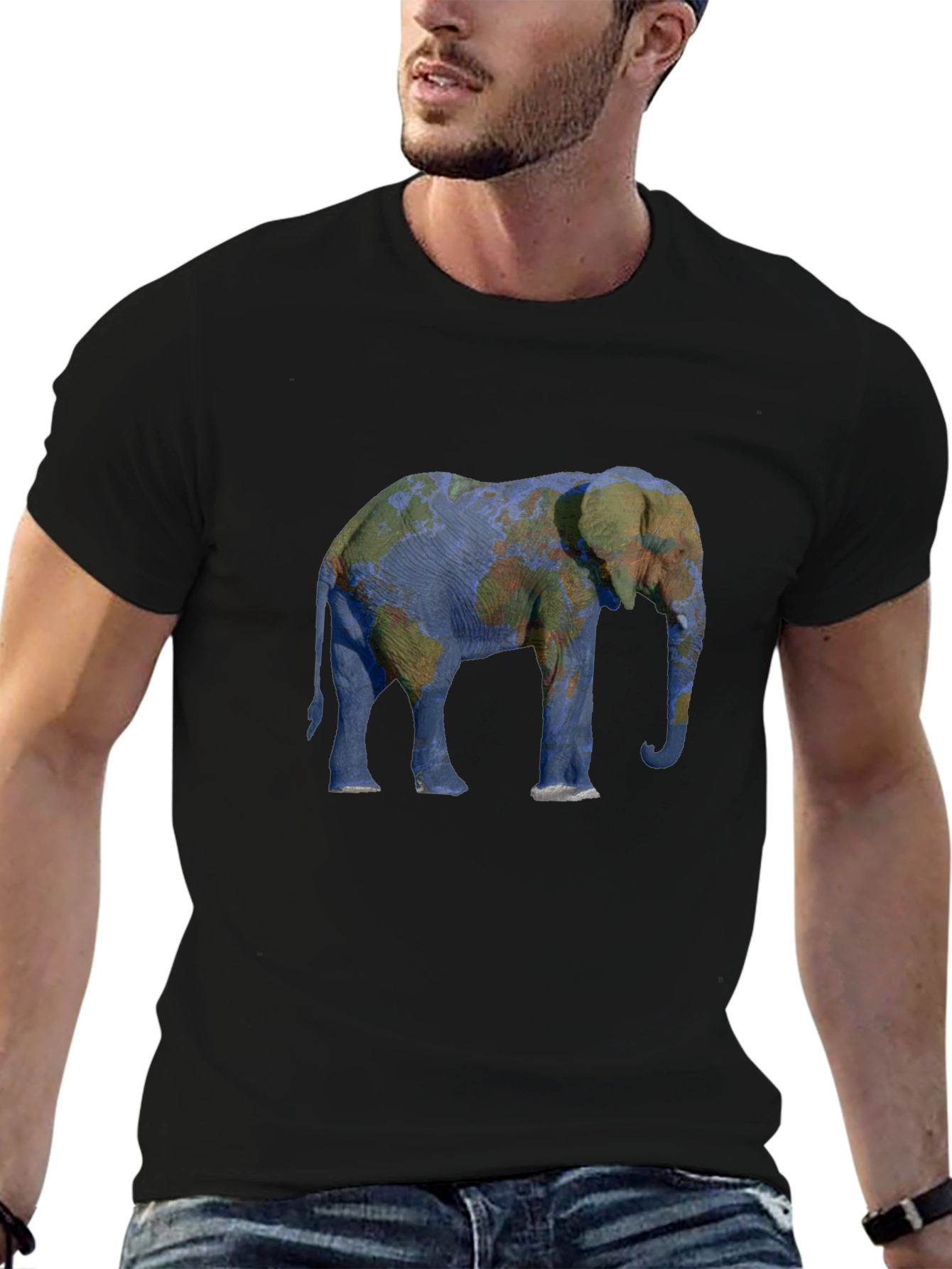 Elephant World Map Graphic Tee