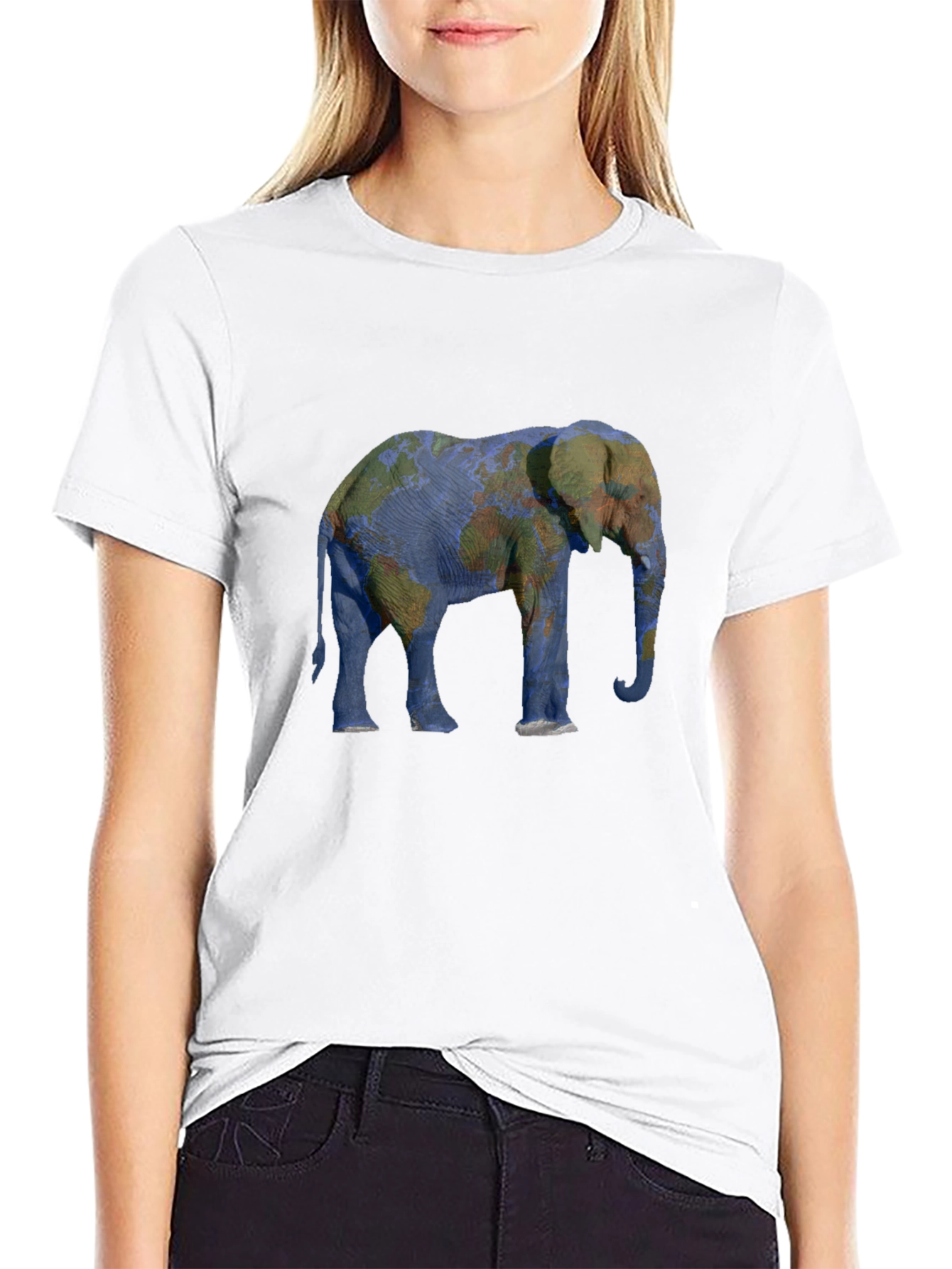 Elephant World Map Graphic Tee