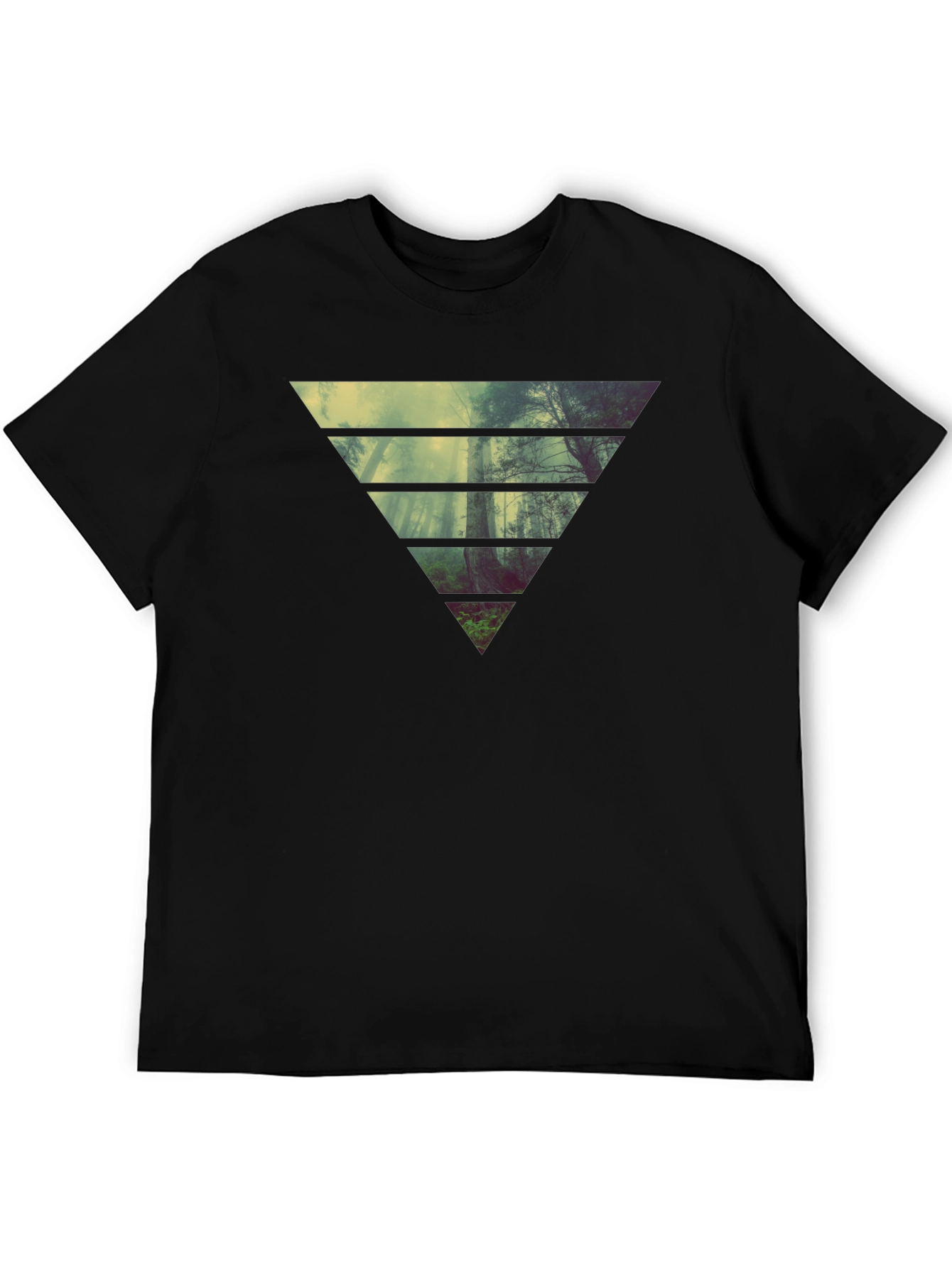 Nature Triangle Graphic Black T-Shirt