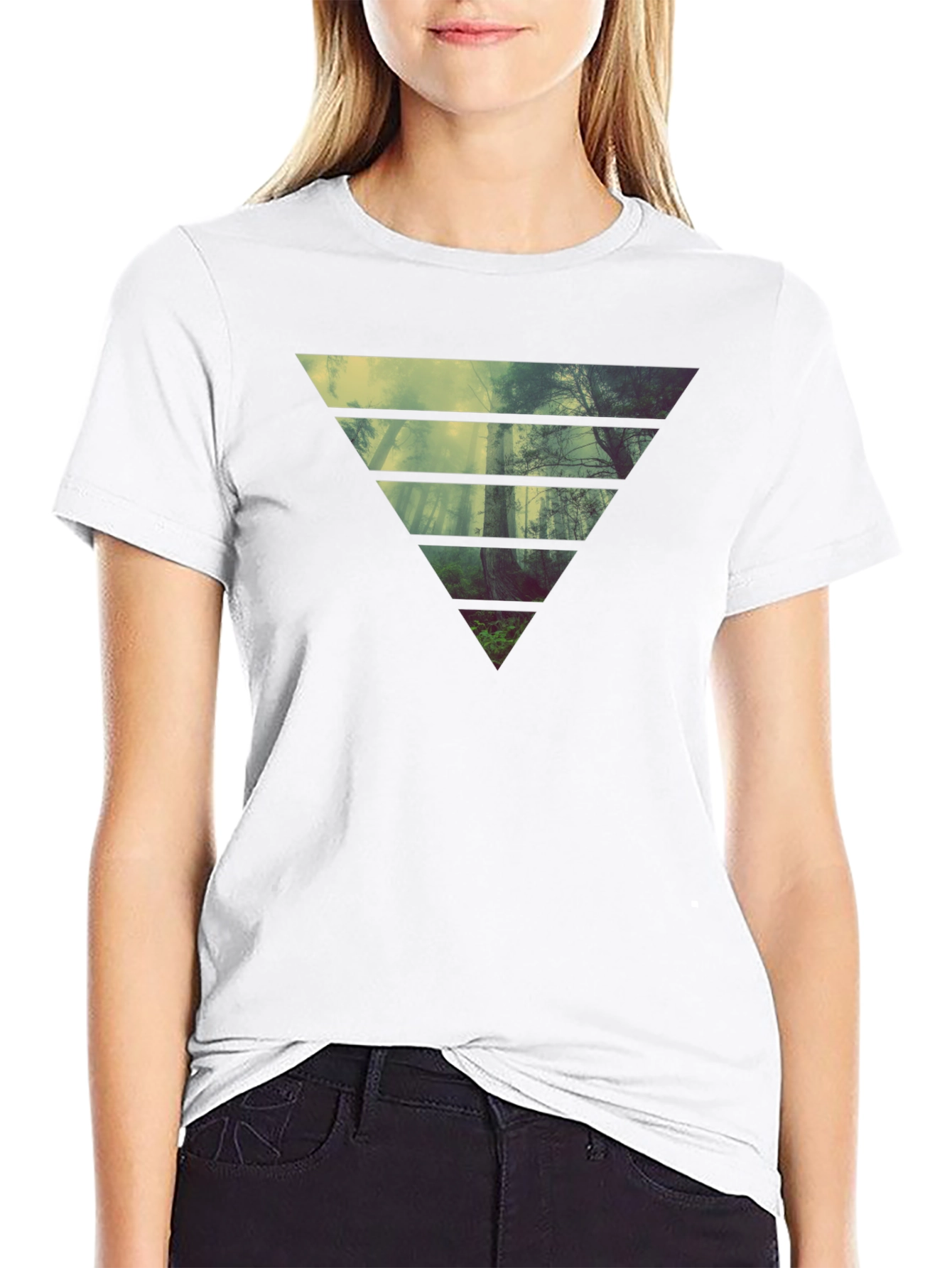 Nature Triangle Graphic Black T-Shirt