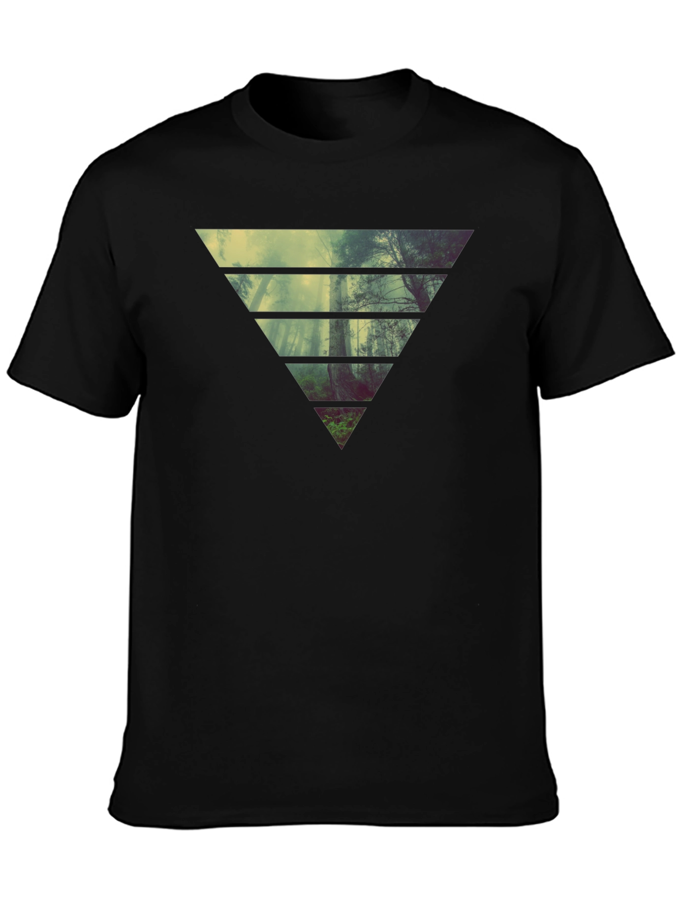 Nature Triangle Graphic Black T-Shirt