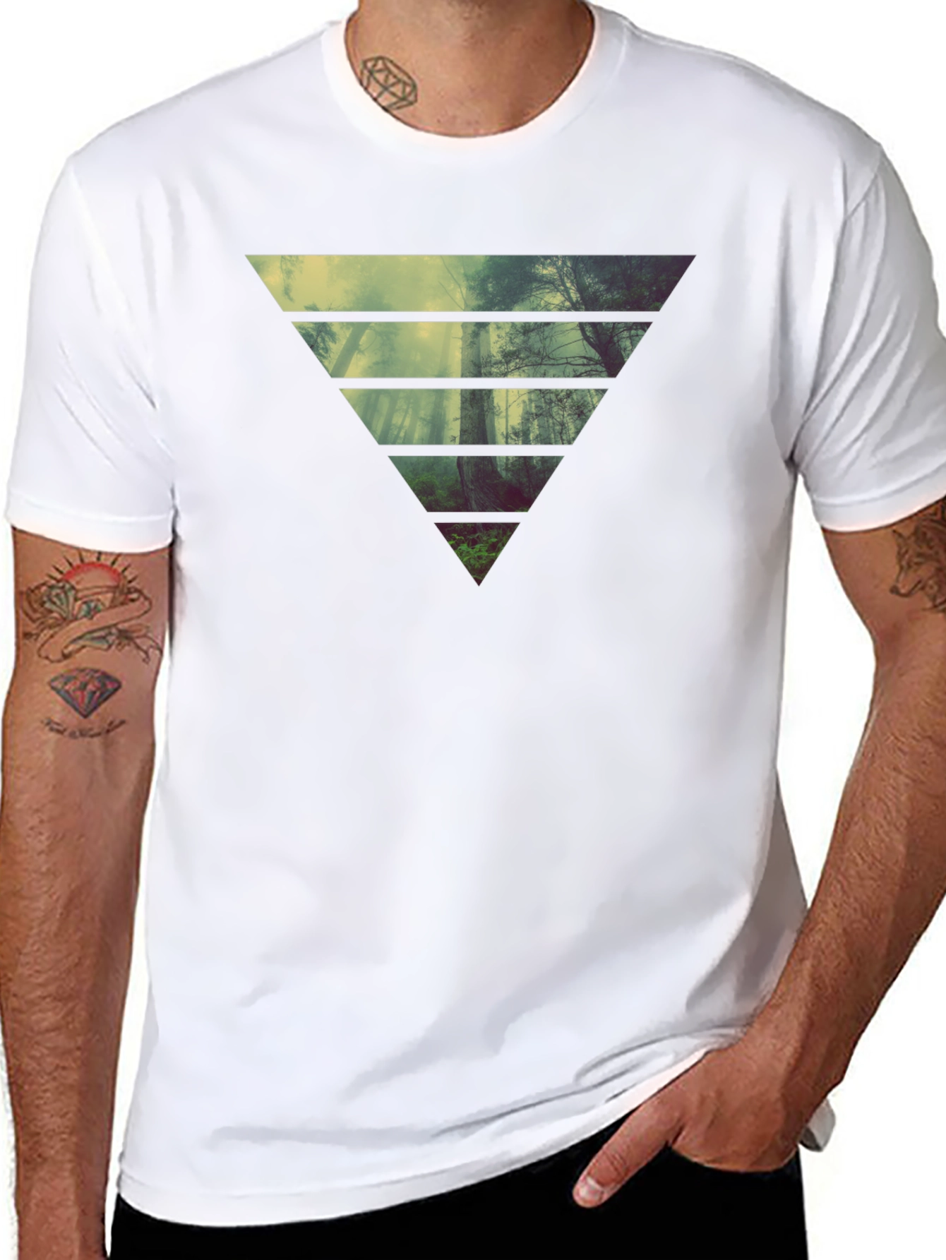Nature Triangle Graphic Black T-Shirt