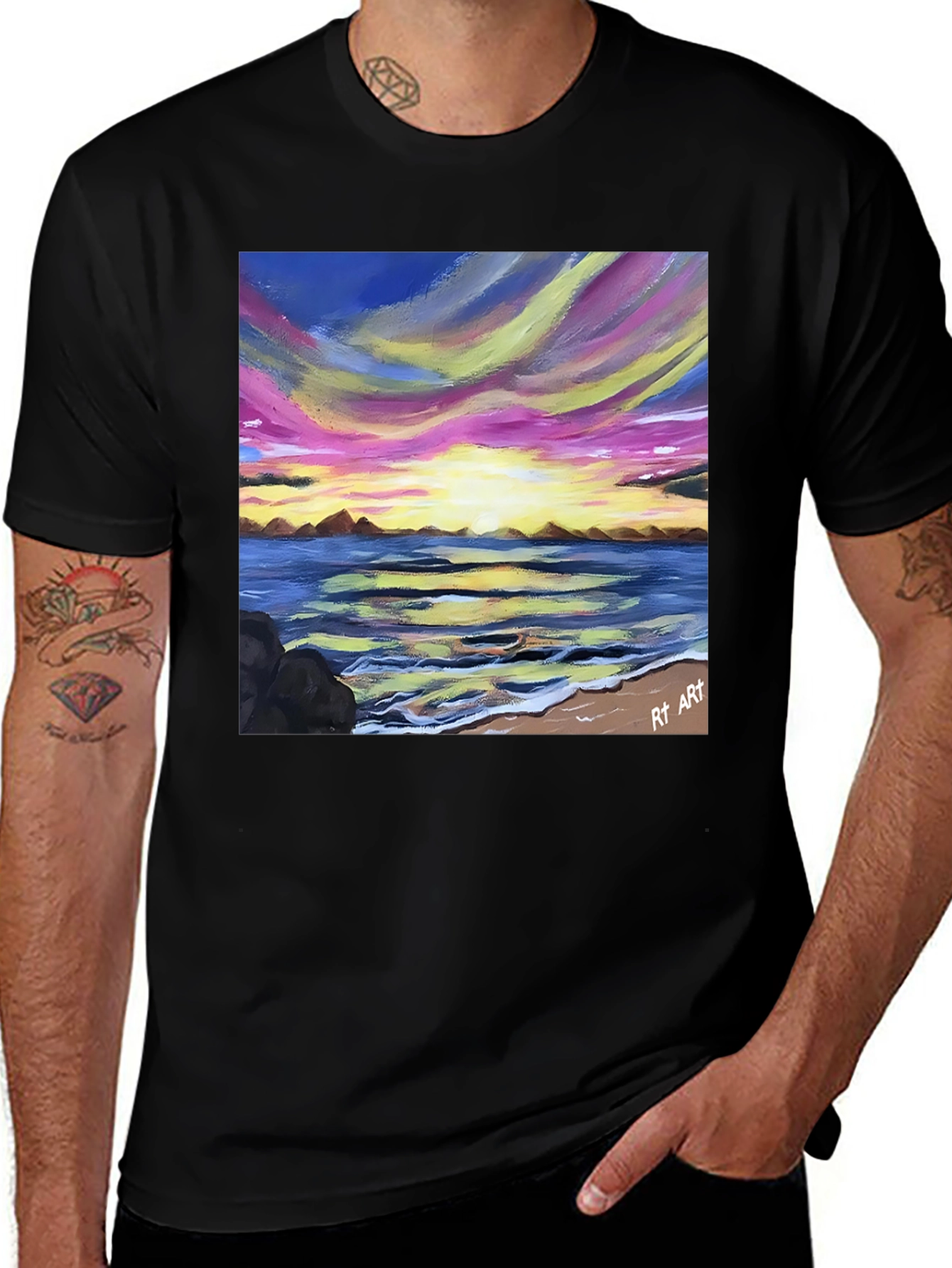 Sunset Beach Painting T-Shirt