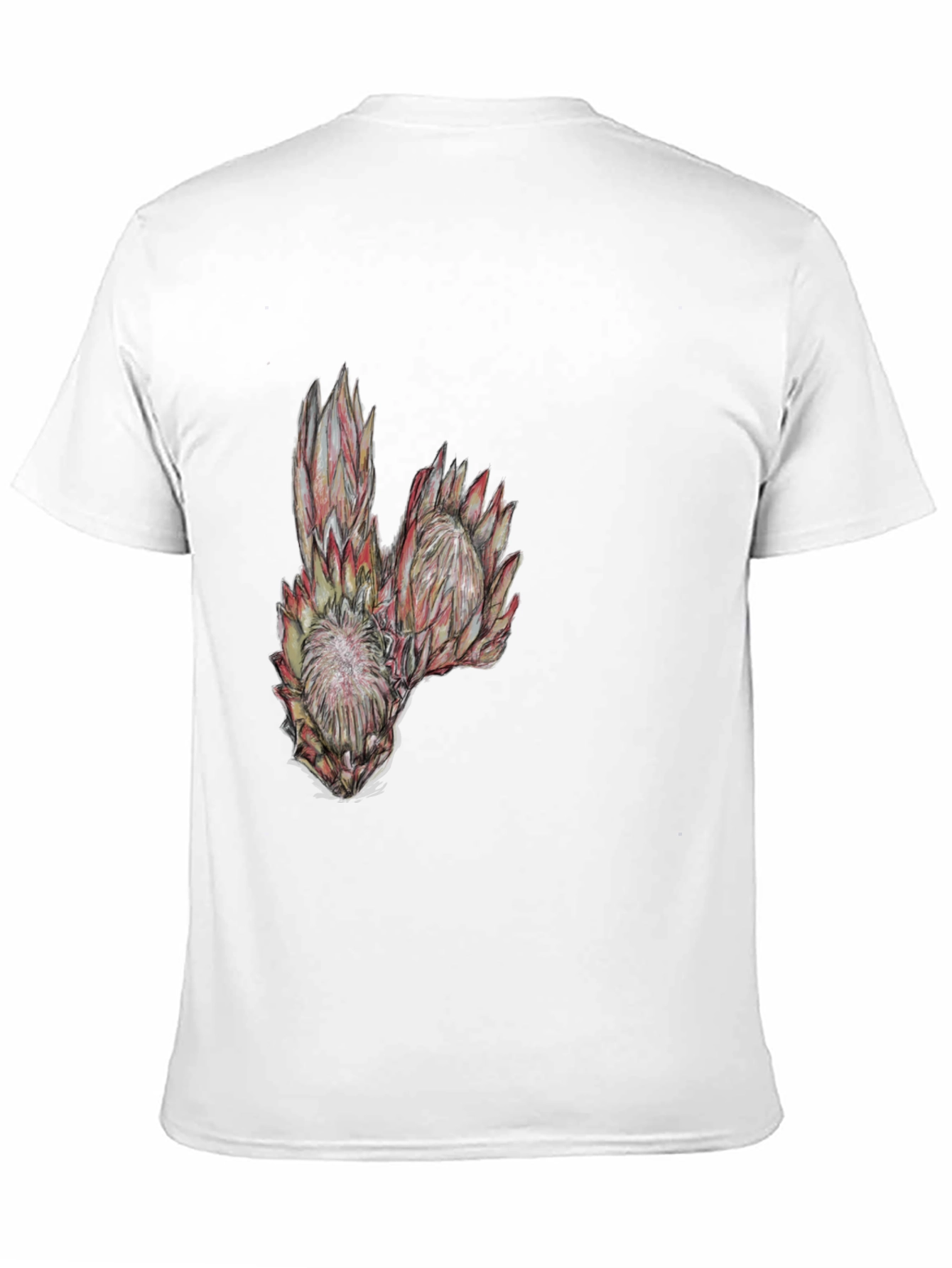 Protea Flower Graphic Tee - Black Cotton T-Shirt