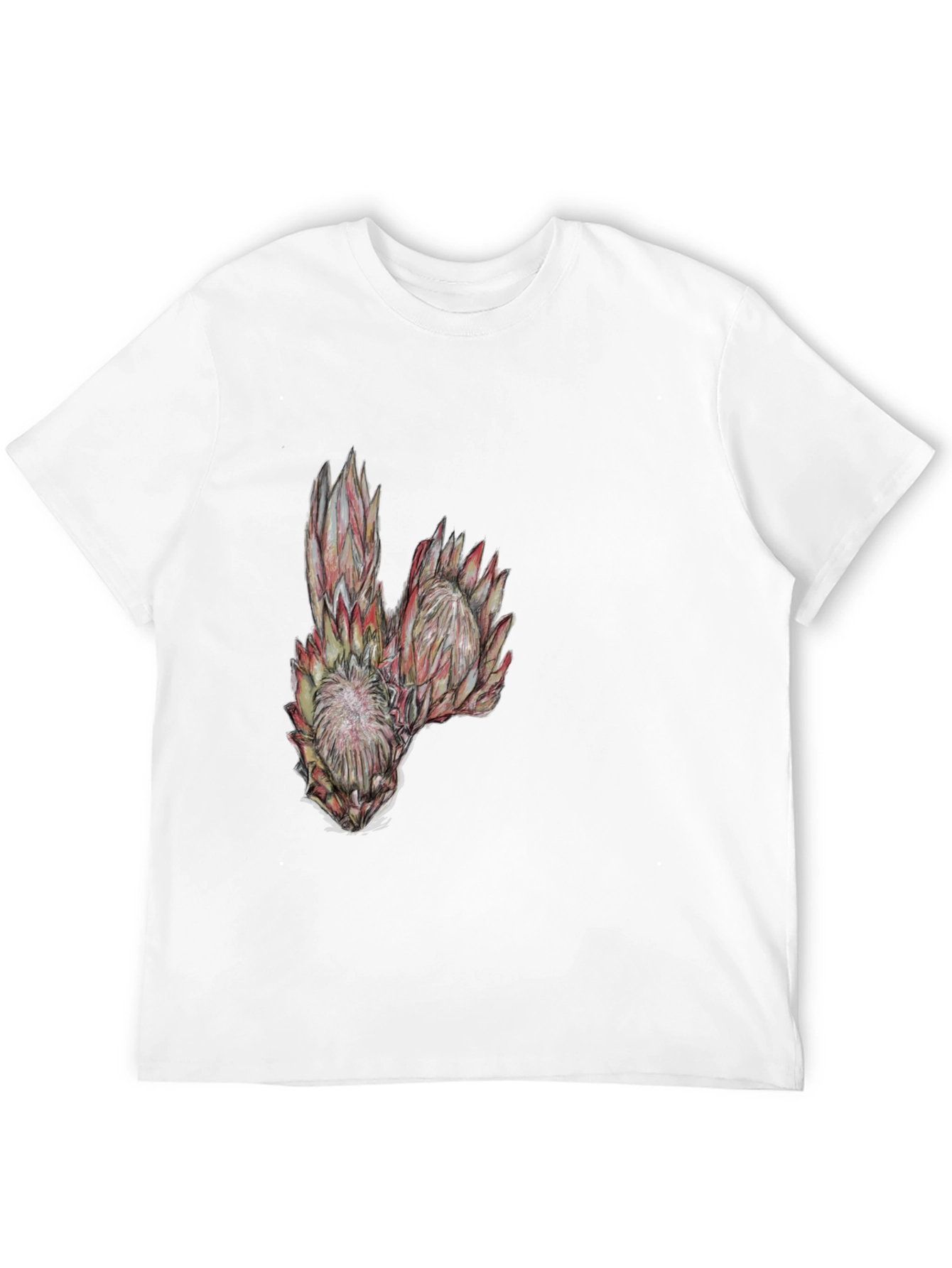 Protea Flower Graphic Tee - Black Cotton T-Shirt