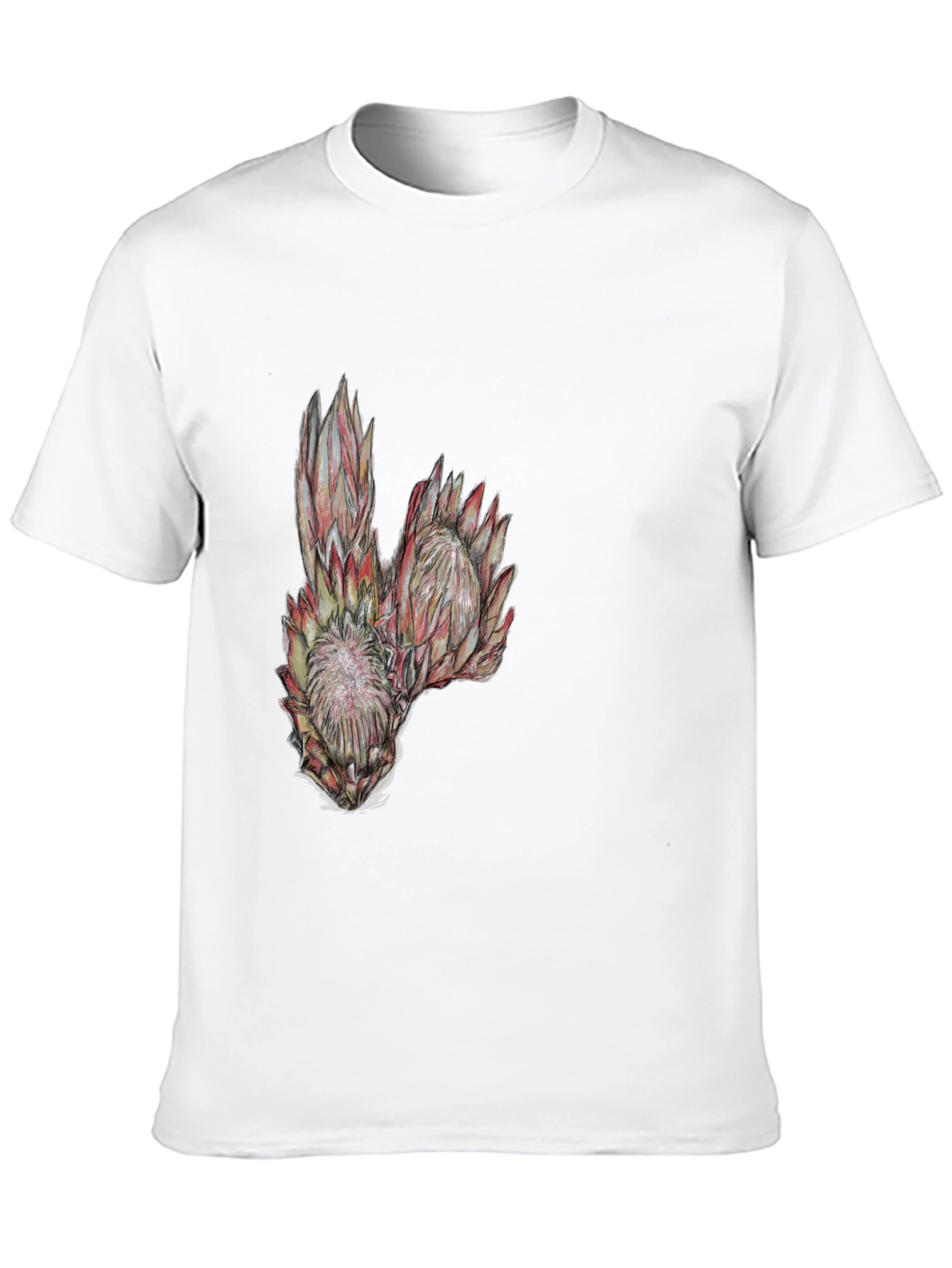 Protea Flower Graphic Tee - Black Cotton T-Shirt