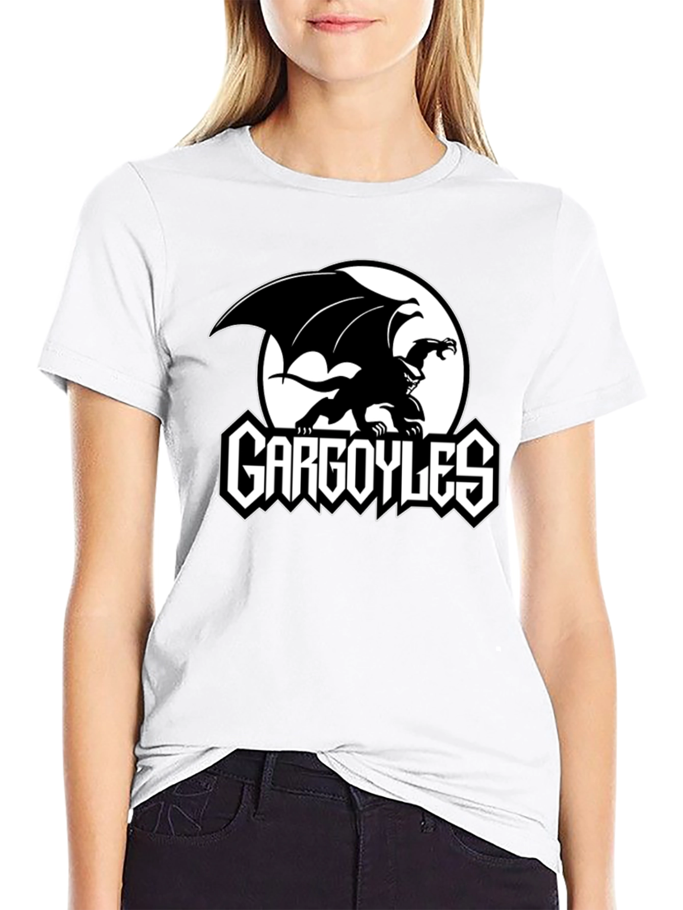 Gargoyles Cartoon Logo Black T-Shirt
