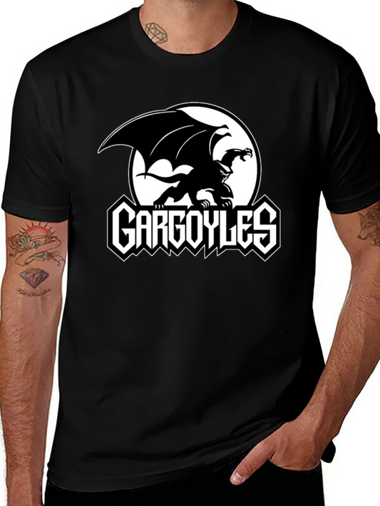 Gargoyles Cartoon Logo Black T-Shirt