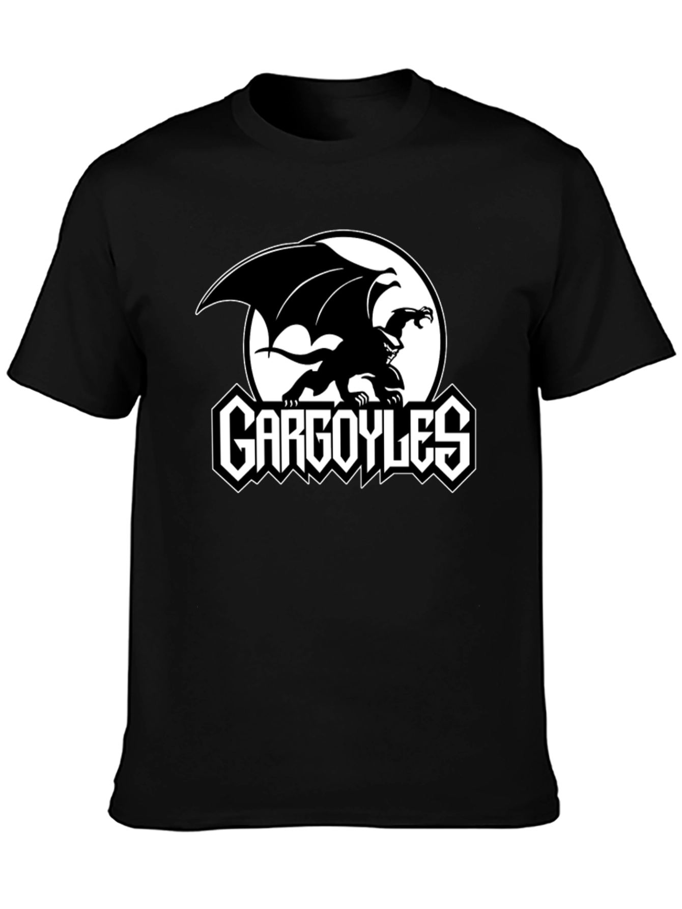 Gargoyles Cartoon Logo Black T-Shirt