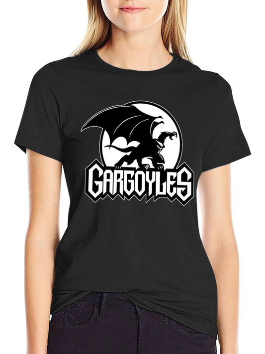 Gargoyles Cartoon Logo Black T-Shirt