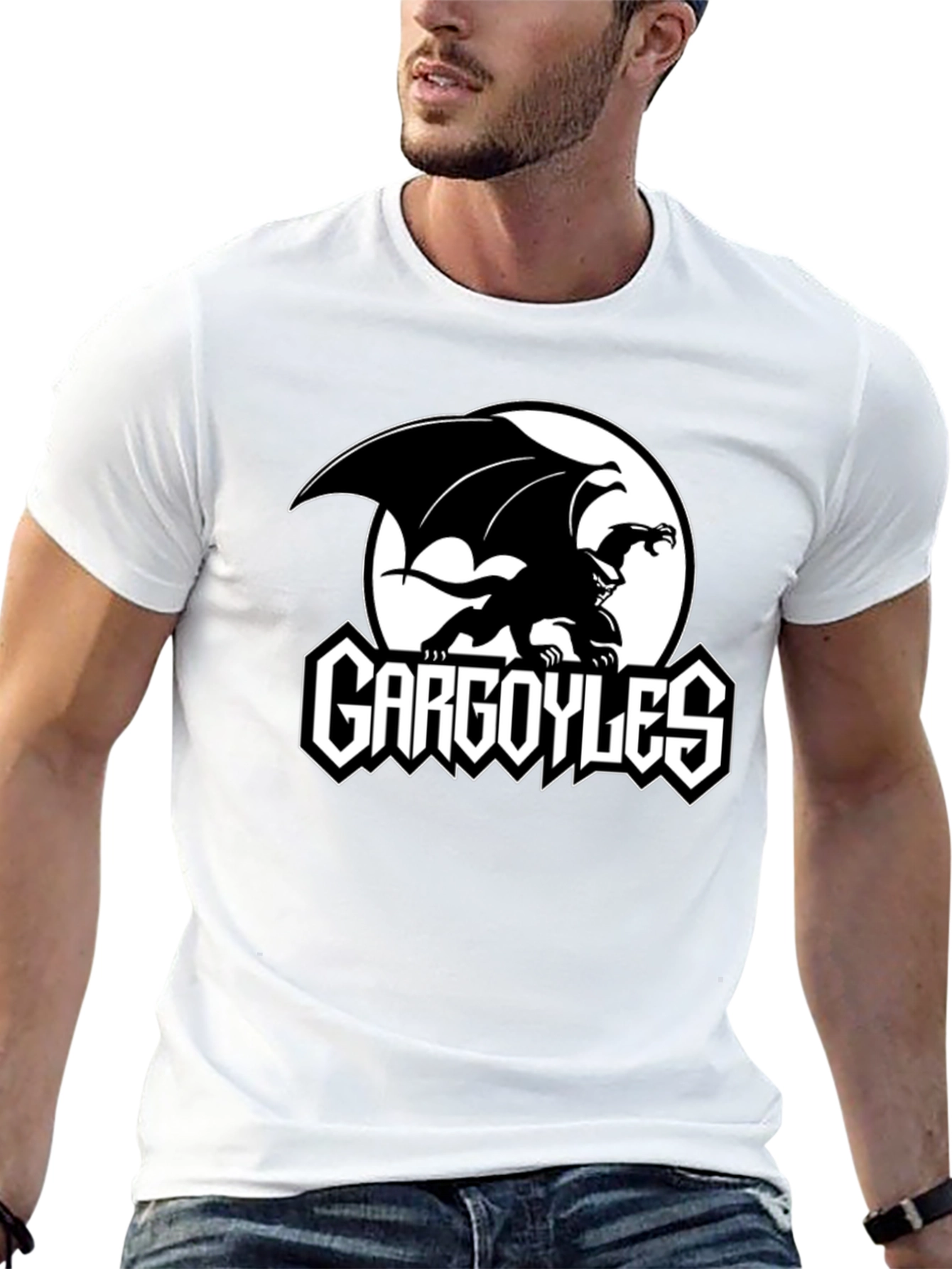 Gargoyles Cartoon Logo Black T-Shirt