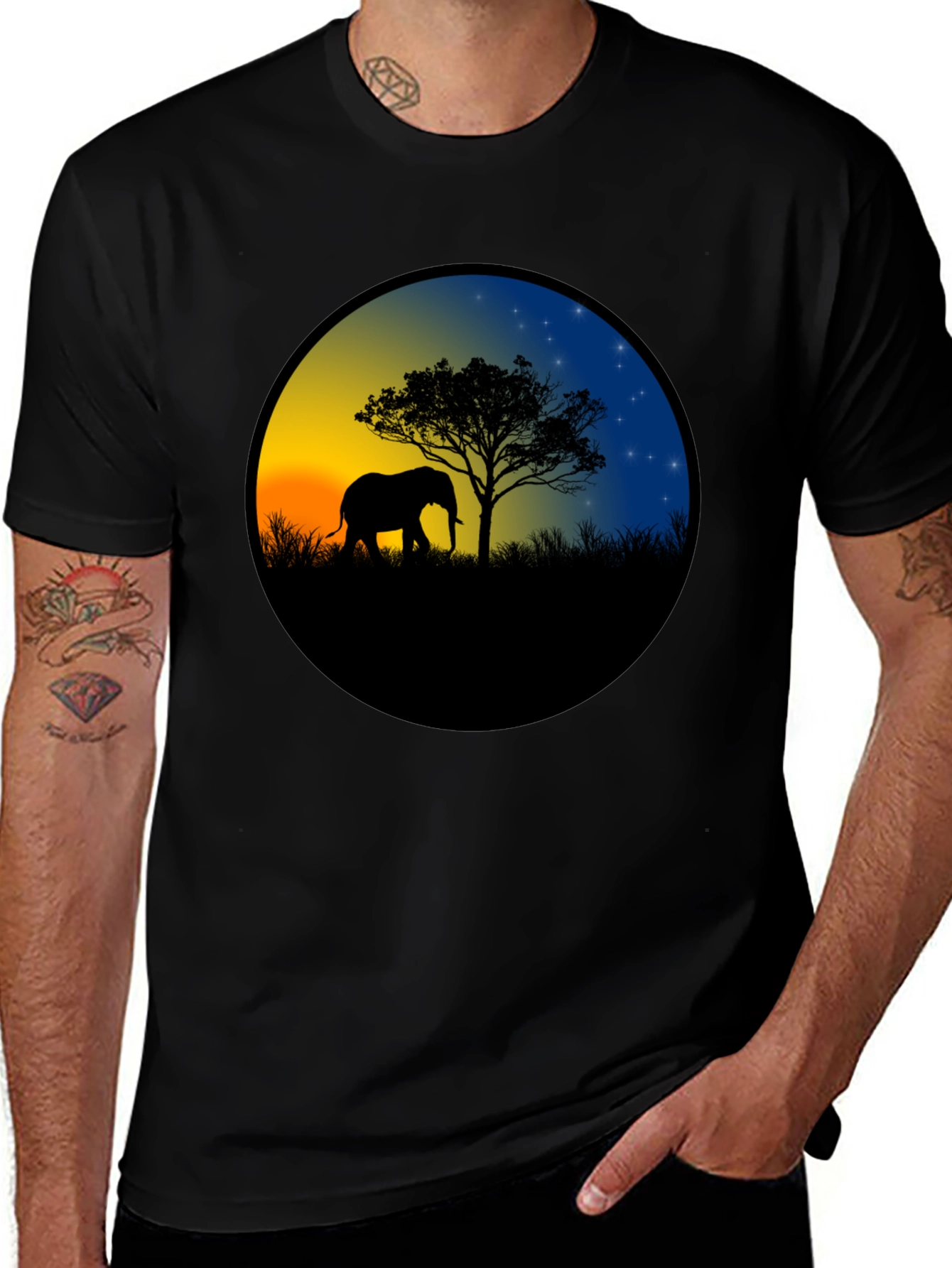 Elephant Silhouette Sunset T-Shirt