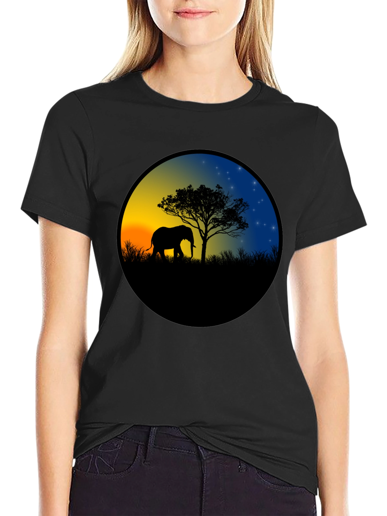Elephant Silhouette Sunset T-Shirt