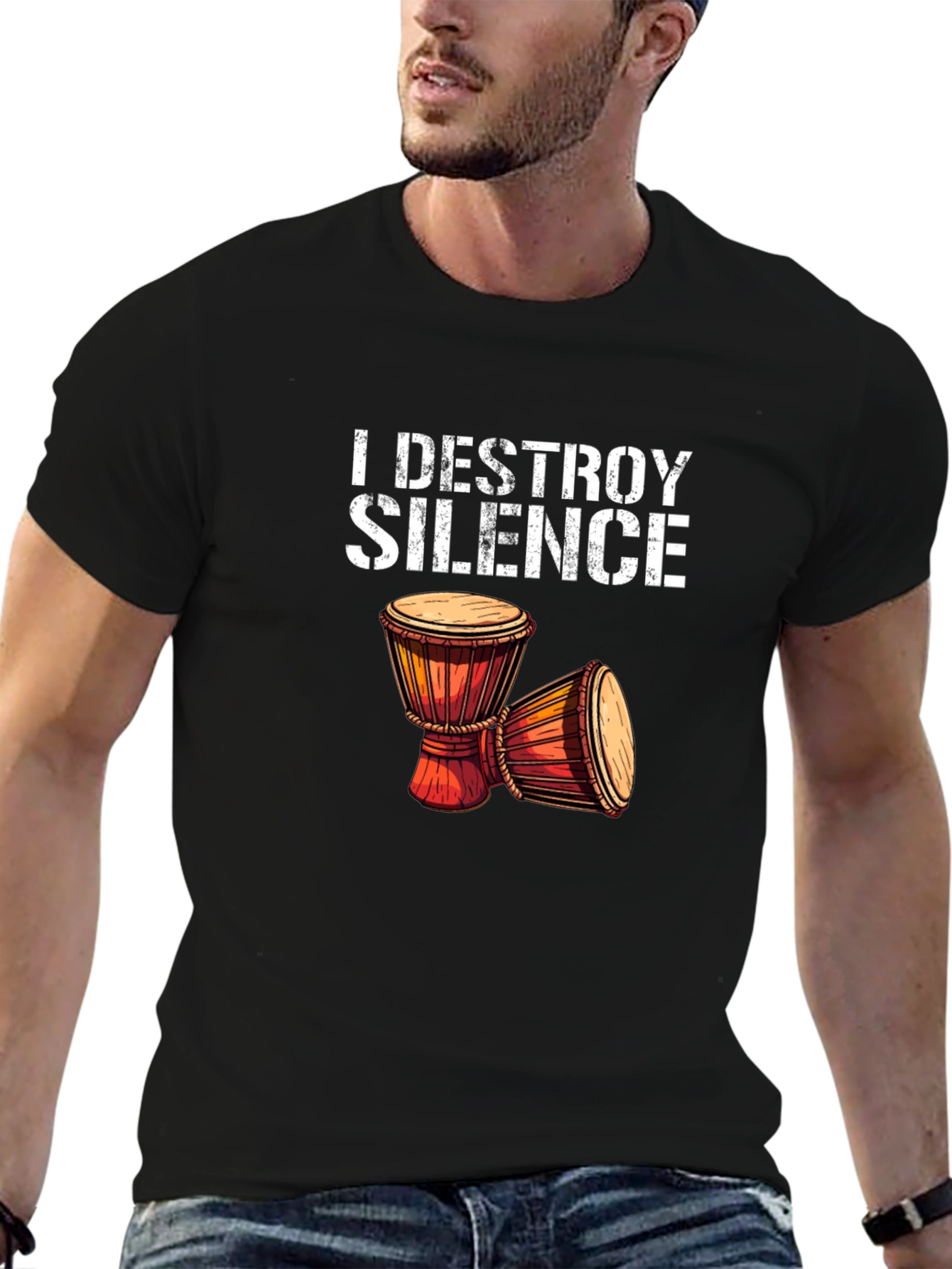 I DESTROY SILENCE T-Shirt Drummer Percussion Music