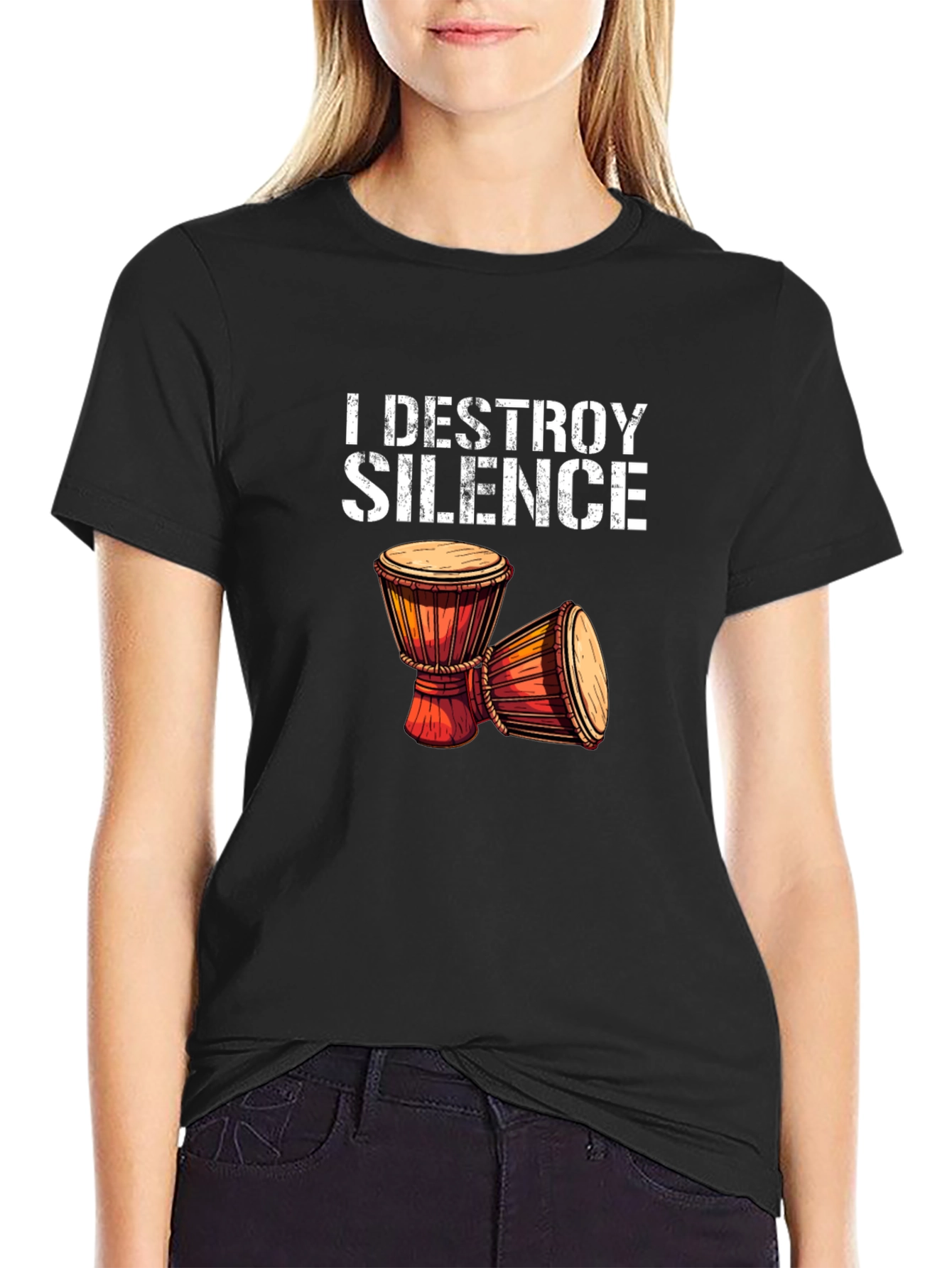 I DESTROY SILENCE T-Shirt Drummer Percussion Music