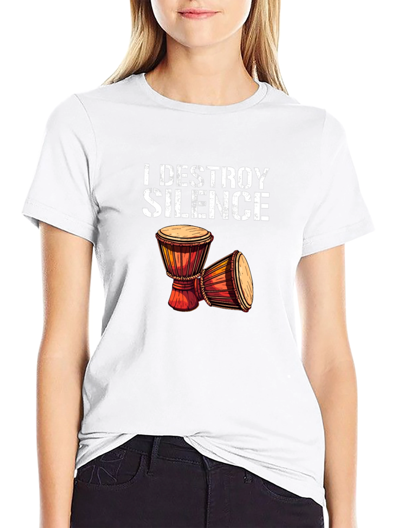 I DESTROY SILENCE T-Shirt Drummer Percussion Music