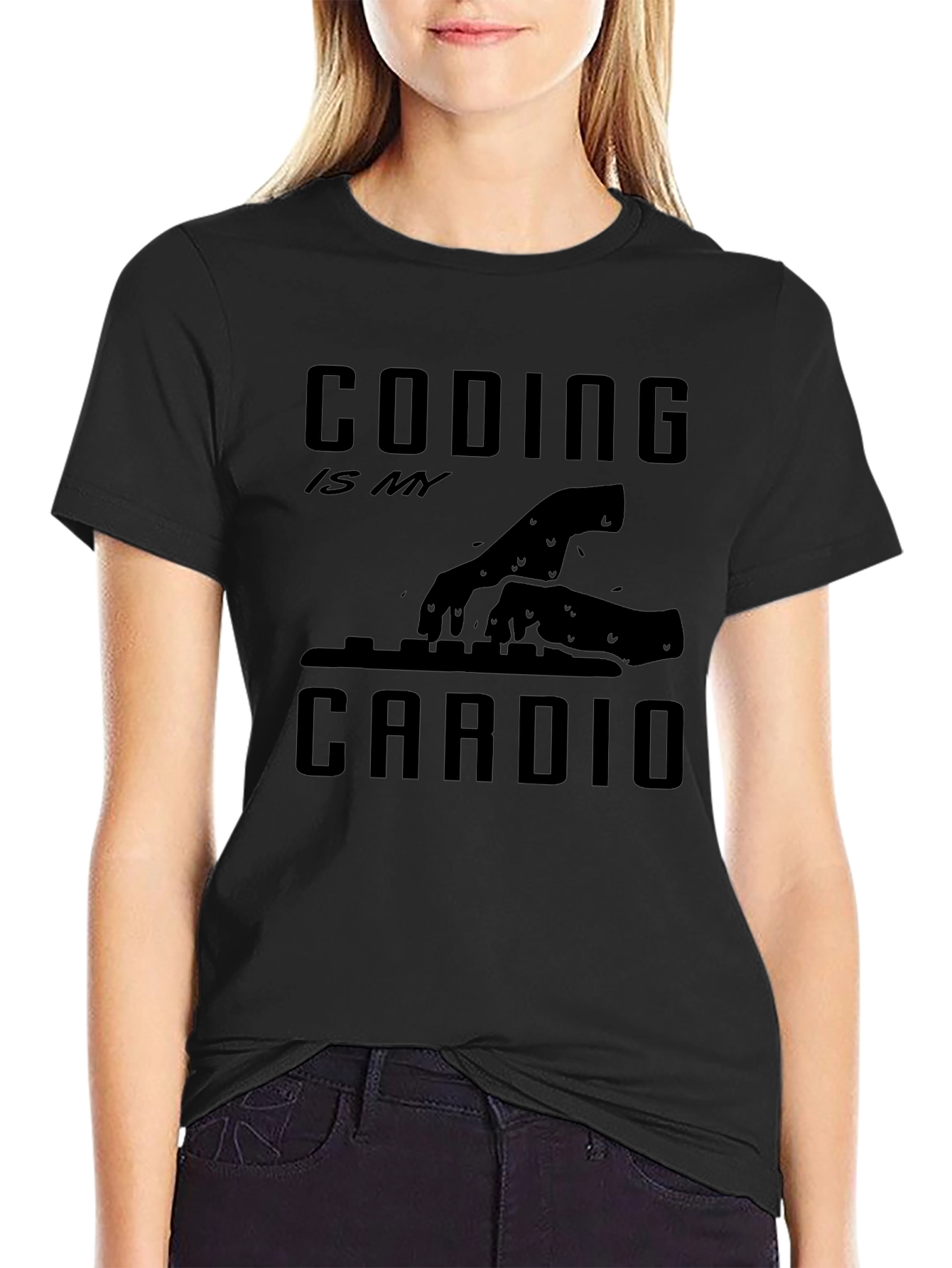 Coding is My Cardio Black T-Shirt