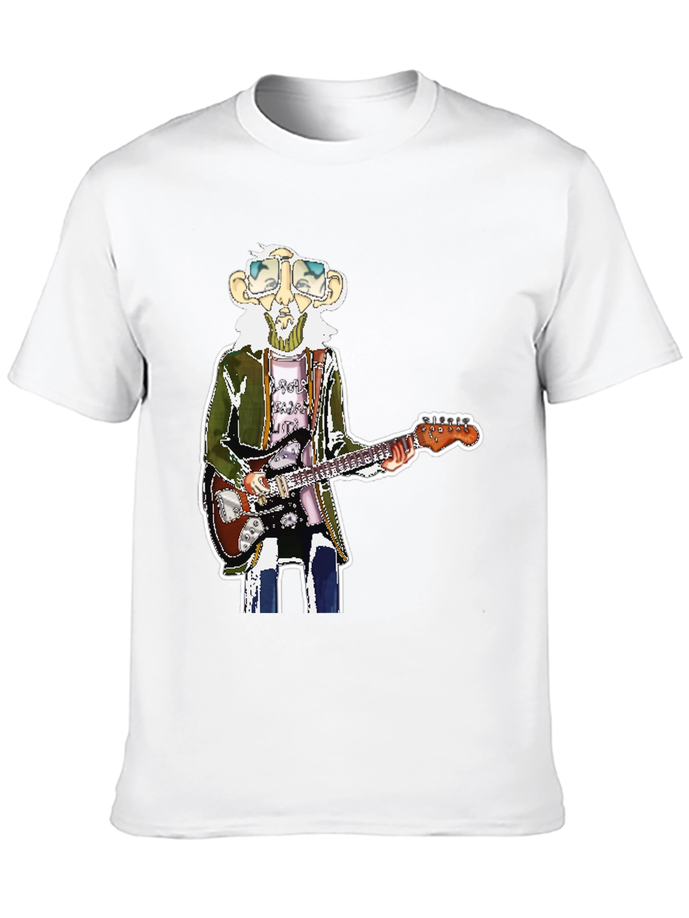 Black T-Shirt with Guitarist Graphic