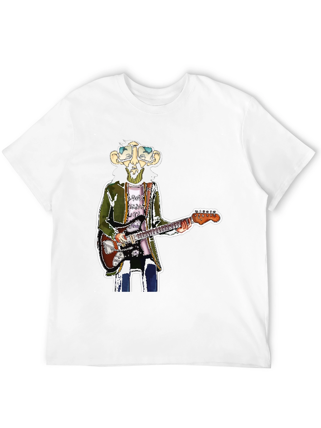 Black T-Shirt with Guitarist Graphic