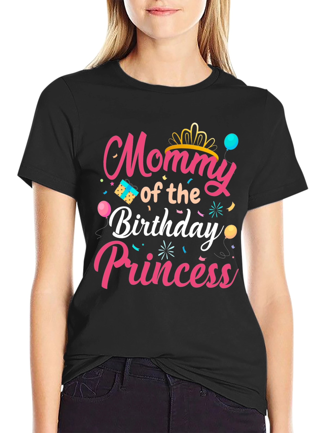 Mommy of the Birthday Princess Black T-Shirt