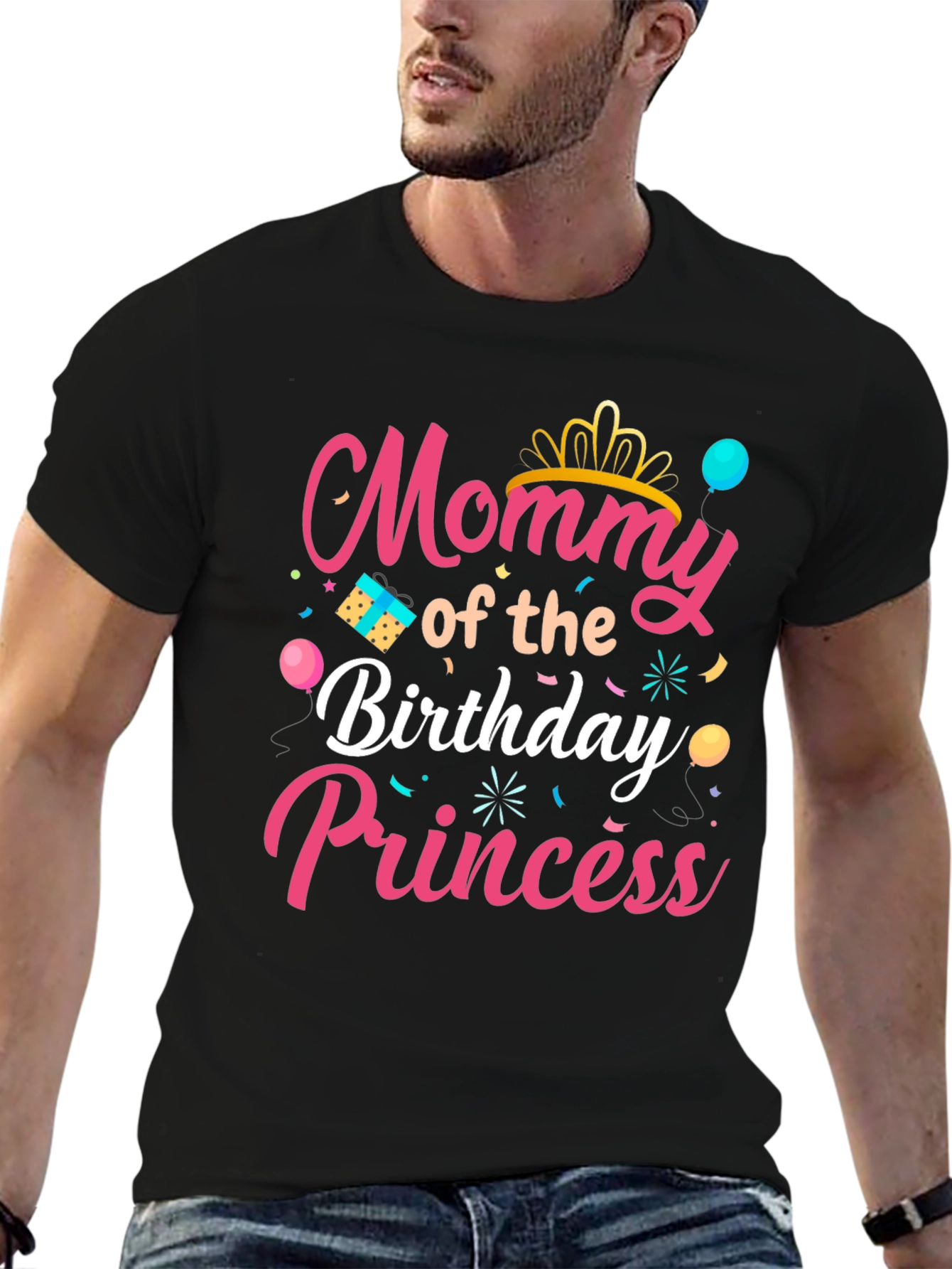Mommy of the Birthday Princess Black T-Shirt
