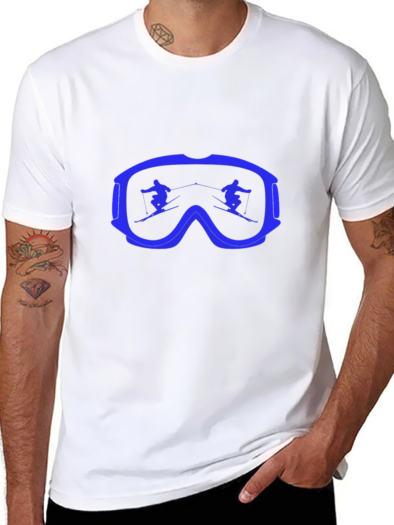 Ski Goggles Graphic Tee - Black Cotton Comfort