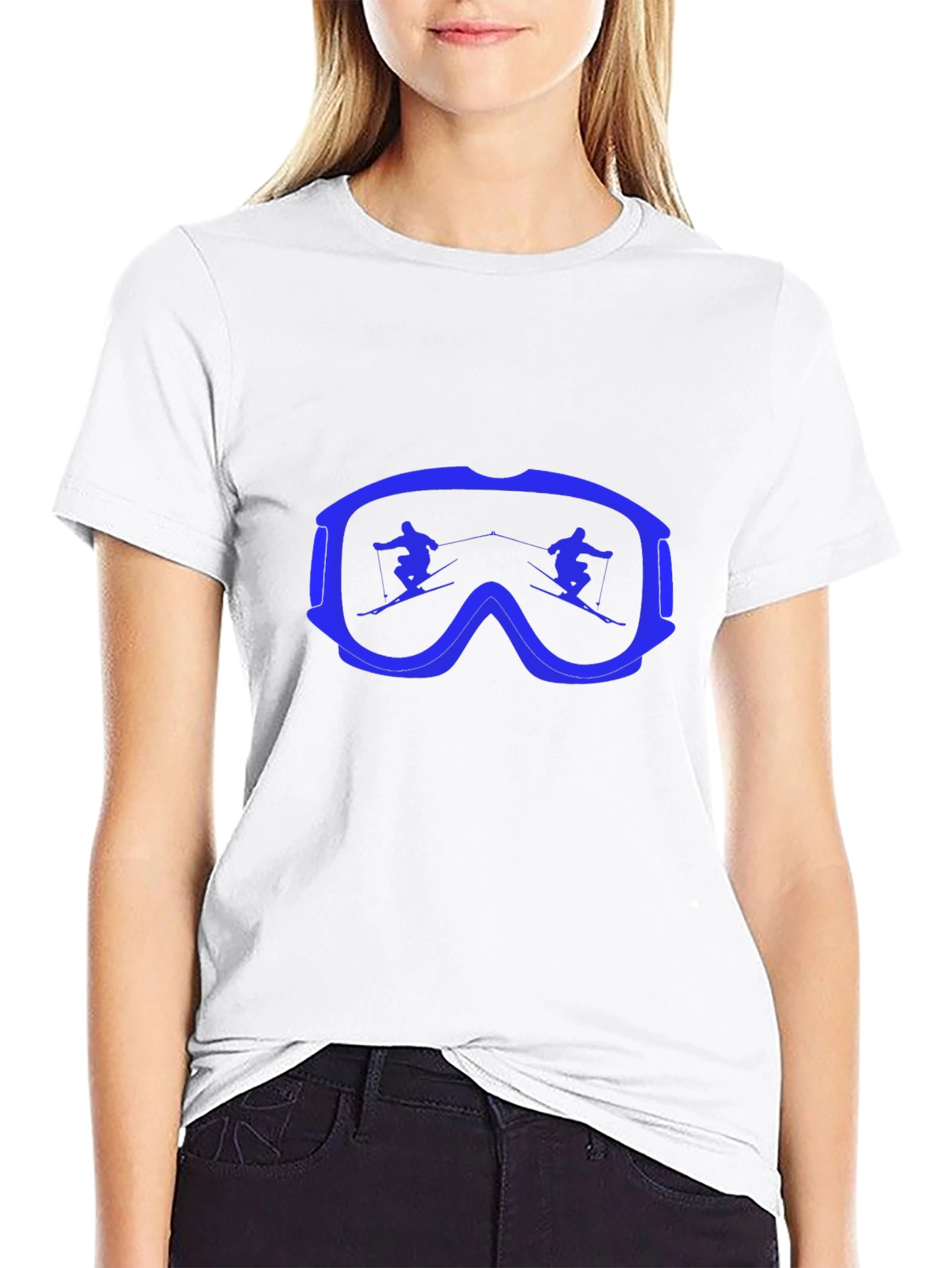 Ski Goggles Graphic Tee - Black Cotton Comfort
