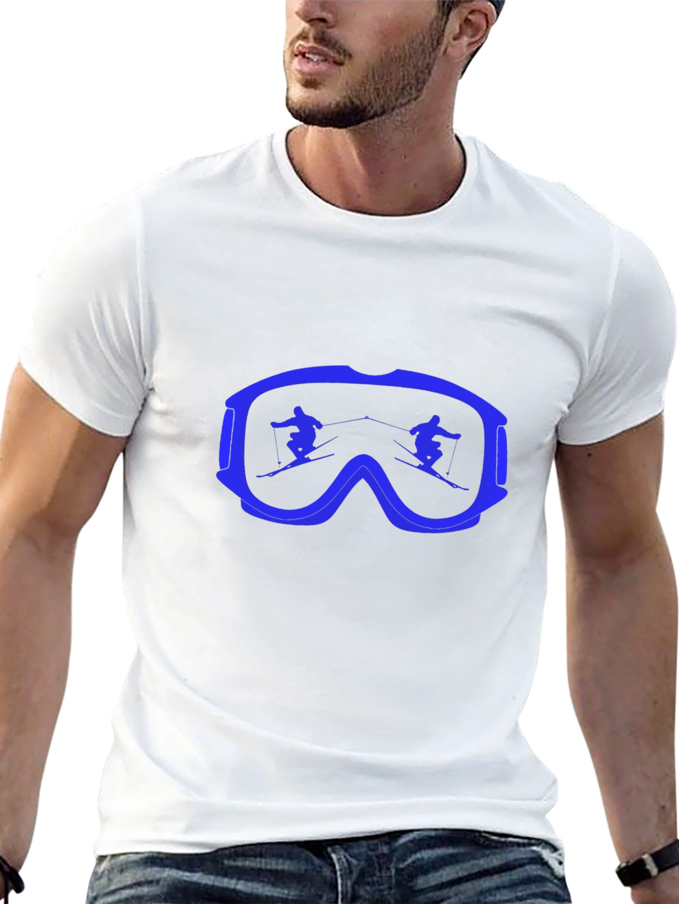 Ski Goggles Graphic Tee - Black Cotton Comfort