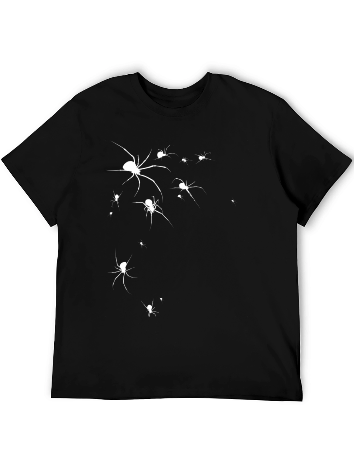 Black T-Shirt with White Spider Print