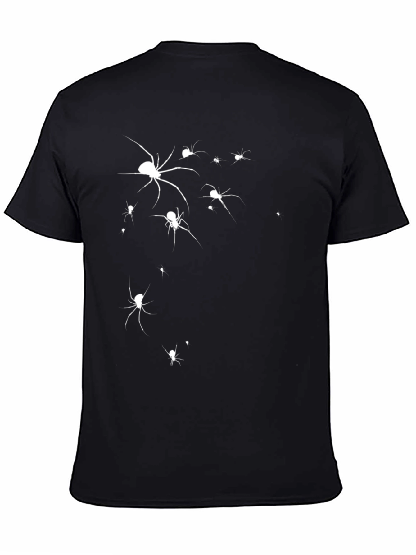Black T-Shirt with White Spider Print