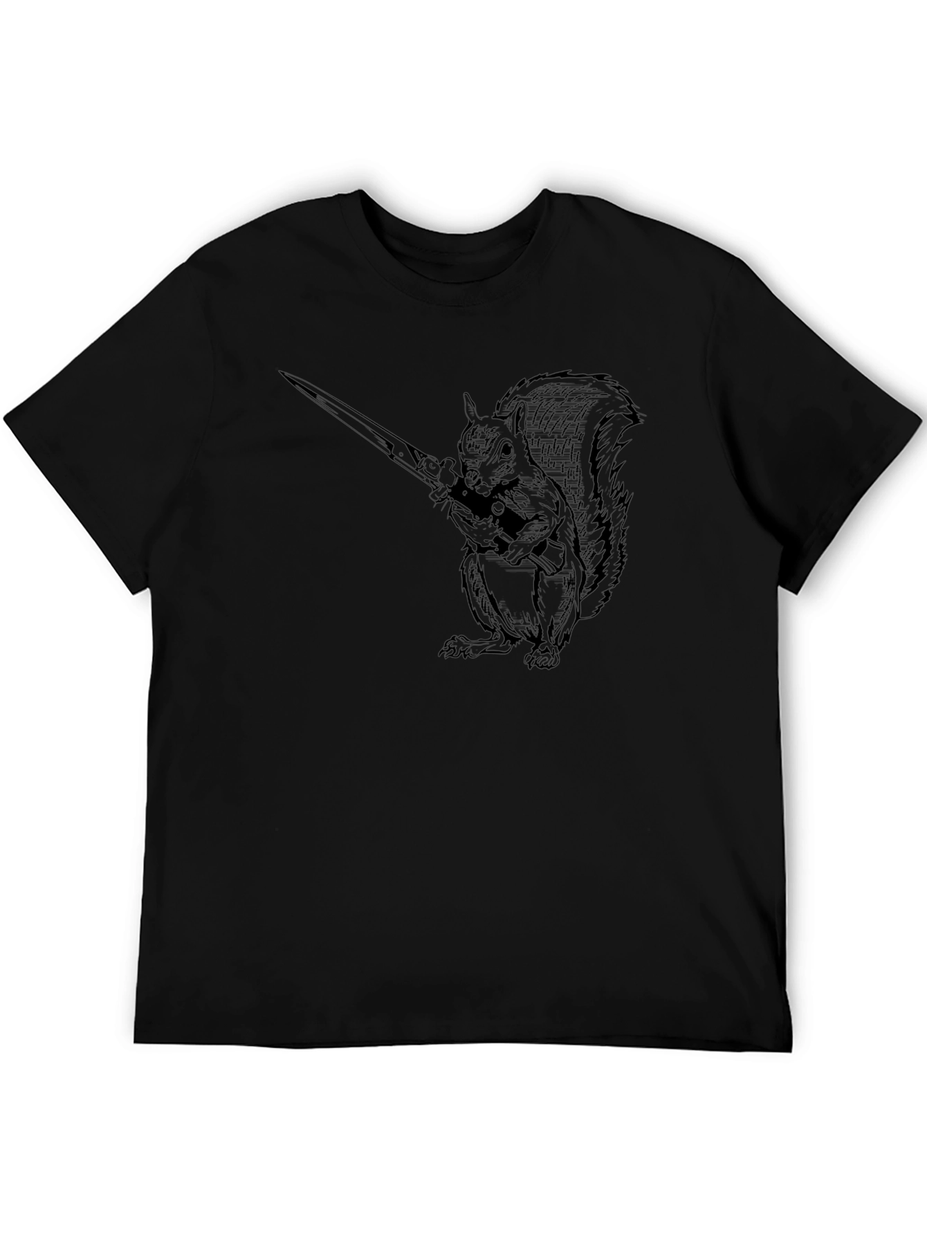 Squirrel with Katana Black Graphic Tee