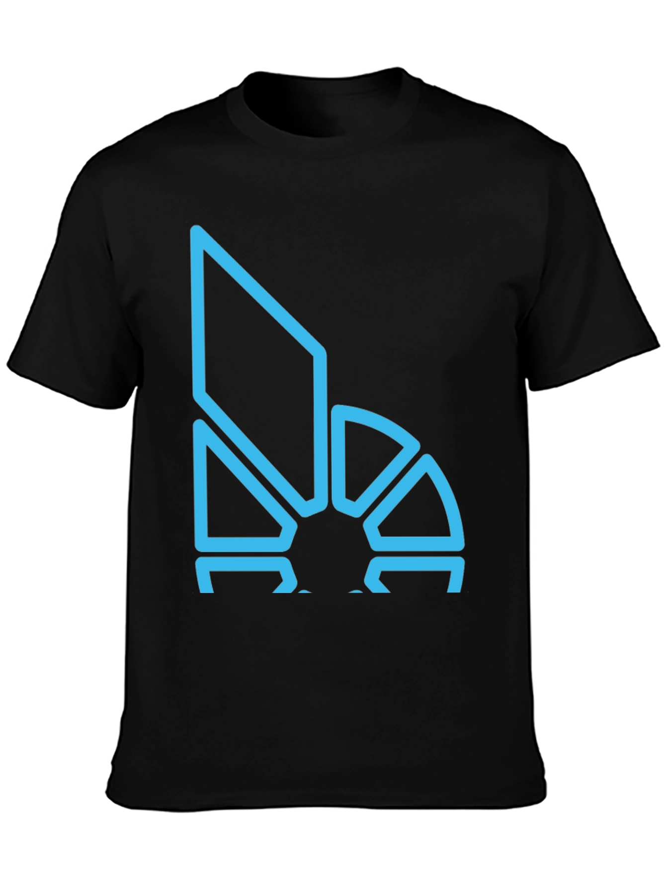 Geometric Blue Logo Black T-Shirt