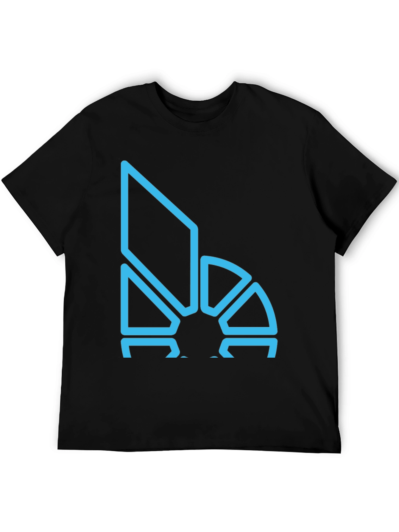 Geometric Blue Logo Black T-Shirt